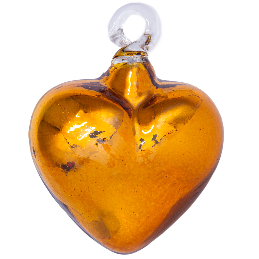Tonalá Solid Blown Glass Hanging Heart Ornament