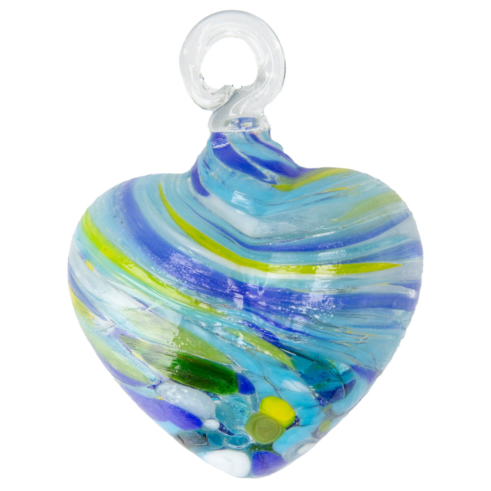 Tonalá Multicolor Blown Glass Hanging Heart Ornament