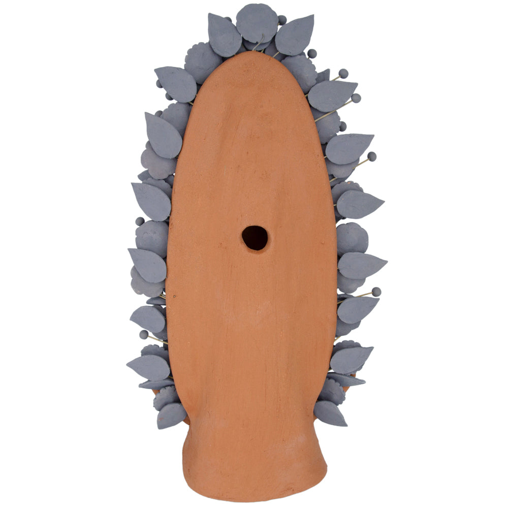 Blue Virgen de Guadalupe Barro Pigmentado Clay Sculpture