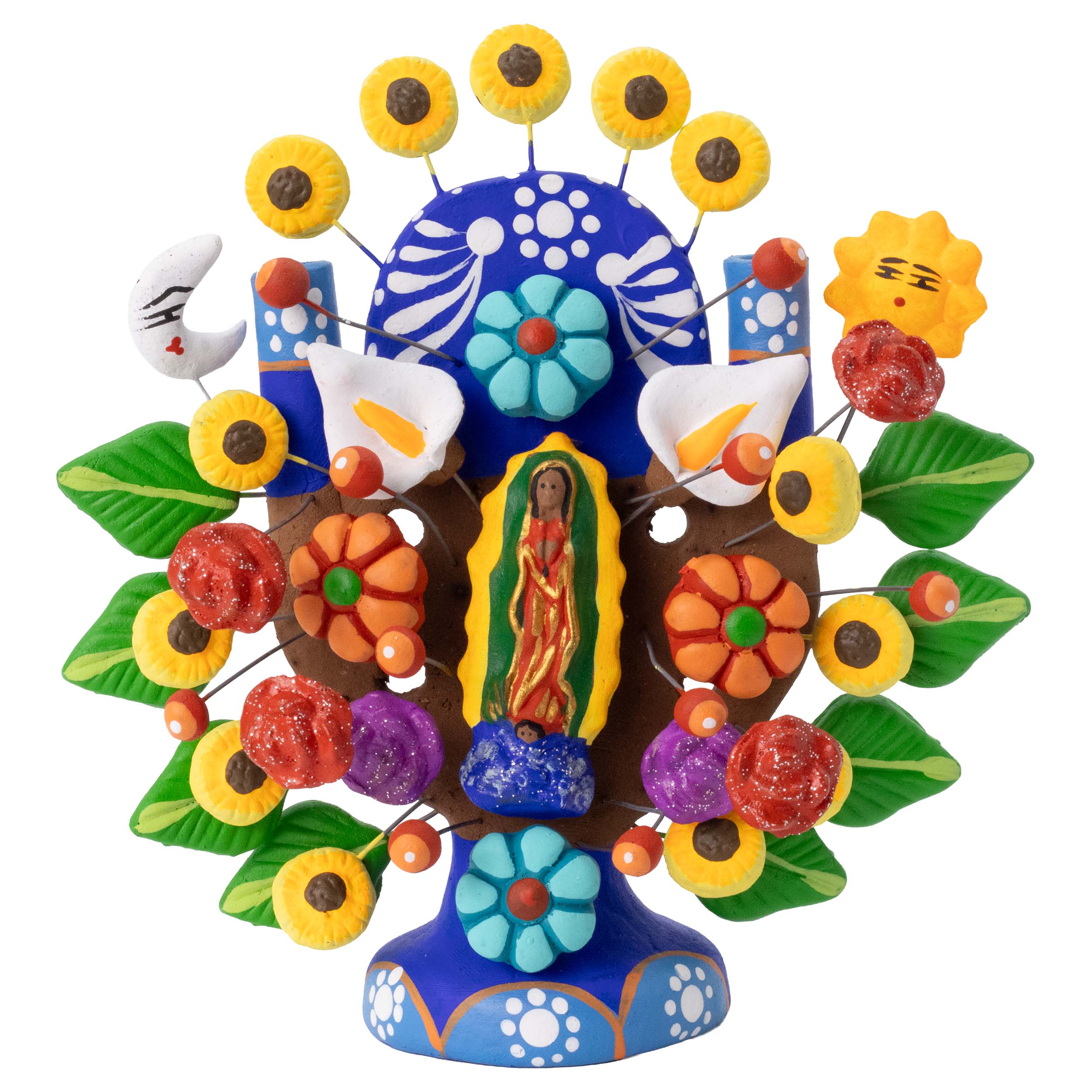 Virgen de Guadalupe Small Tree of Life Clay Sculpture