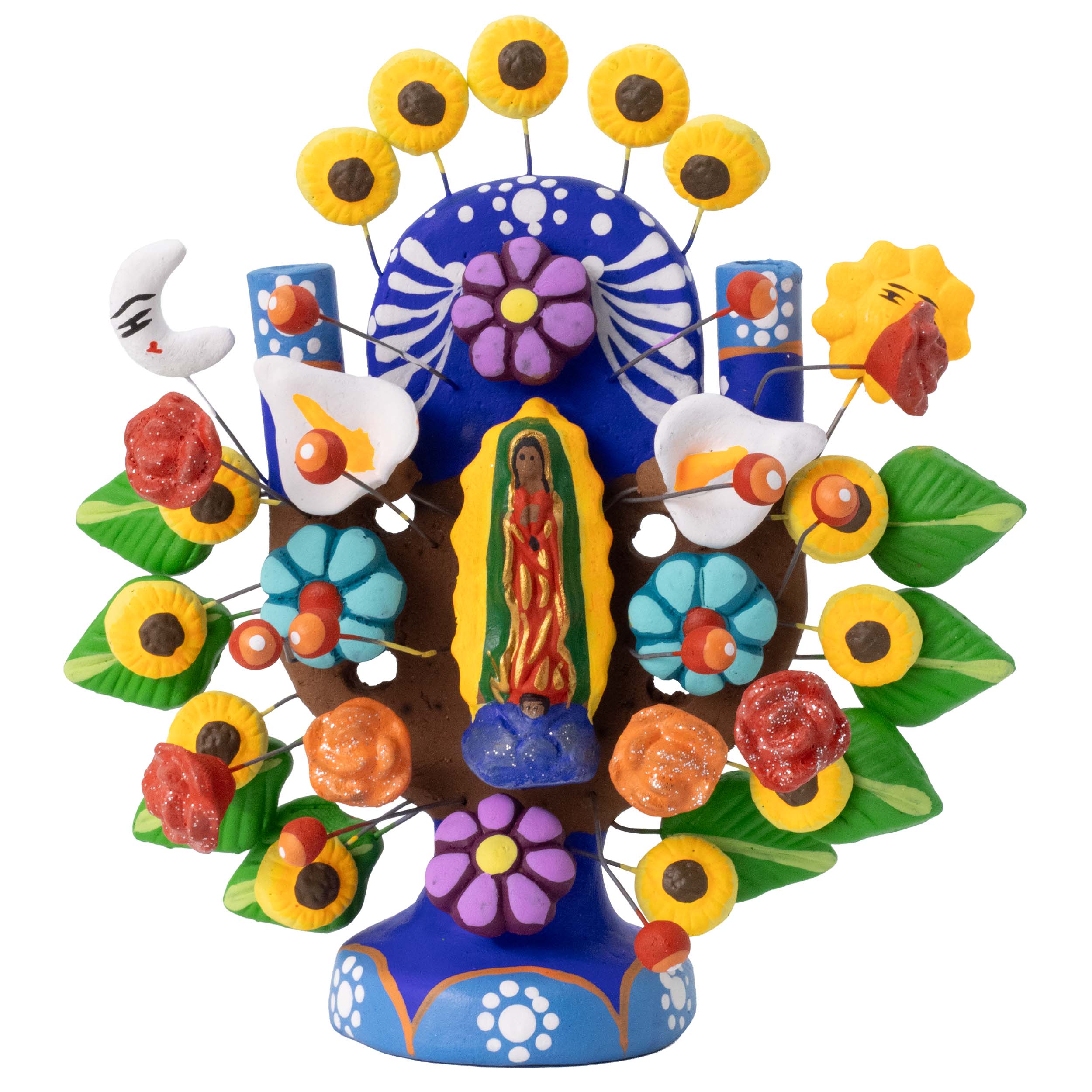Virgen de Guadalupe Small Tree of Life Clay Sculpture