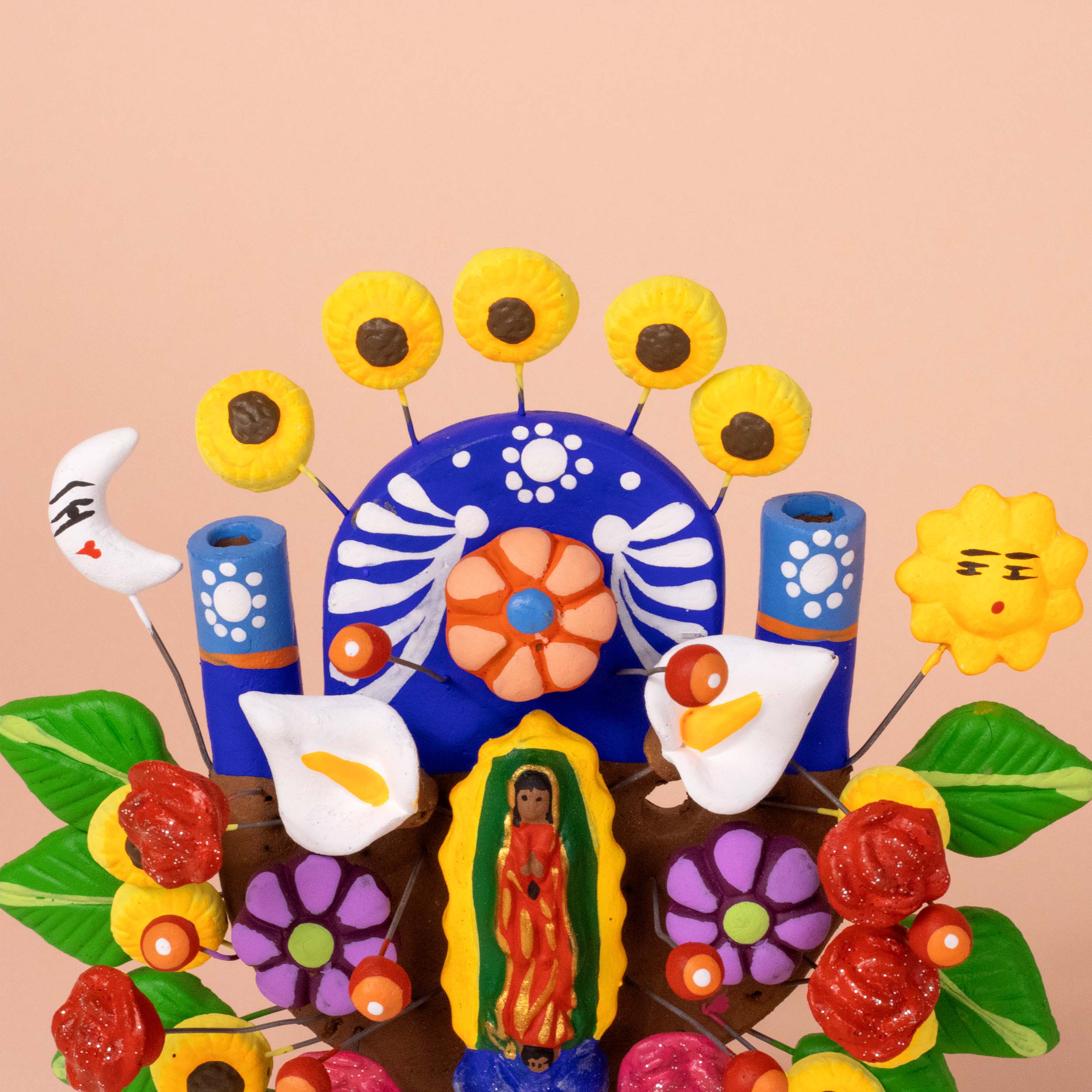 Virgen de Guadalupe Small Tree of Life Clay Sculpture