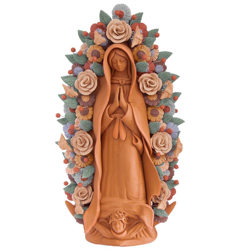 Virgen de Guadalupe Barro Pigmentado Clay Sculpture