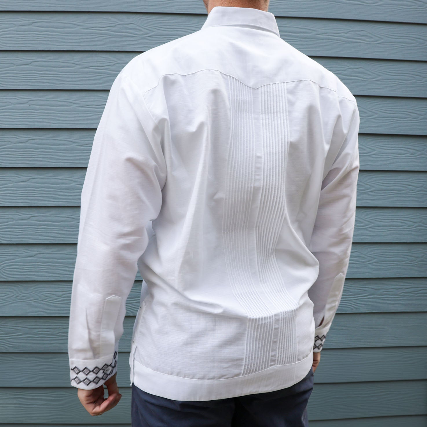 Grey Emperador Long Sleeve Guayabera