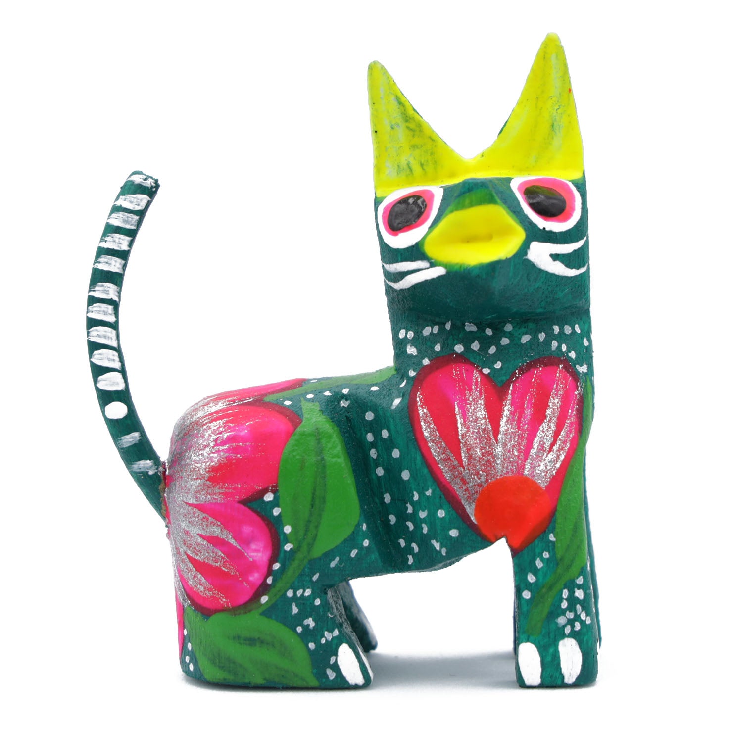 Hand Painted Sitting Cat Wooden Figurine
