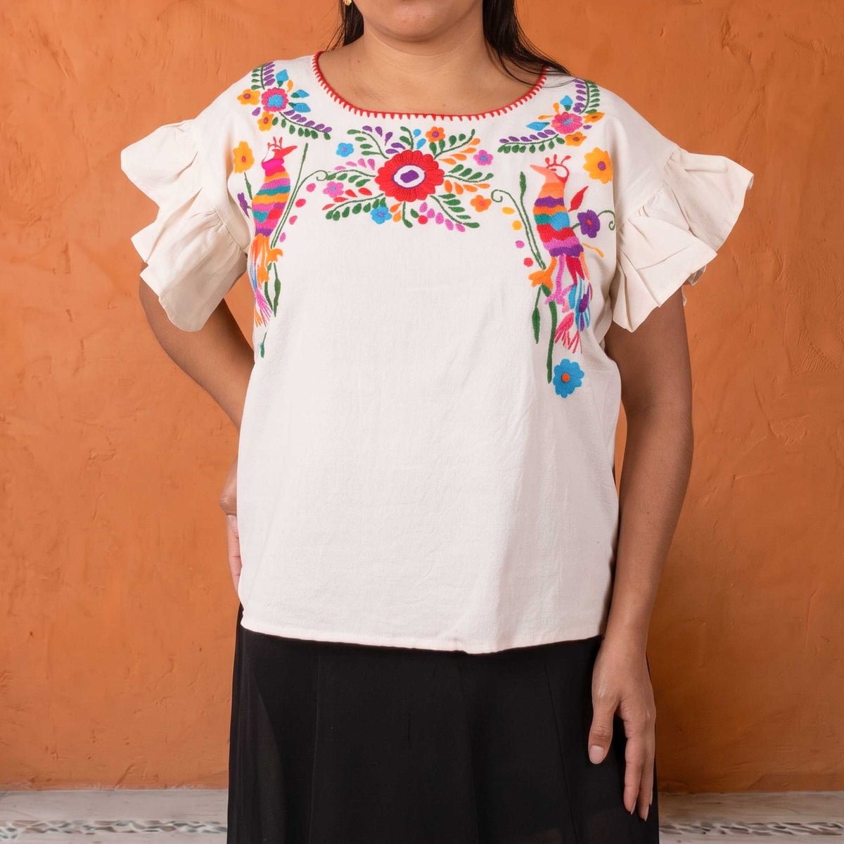 Chilac Embroidered Ajolote Mexican Blouse