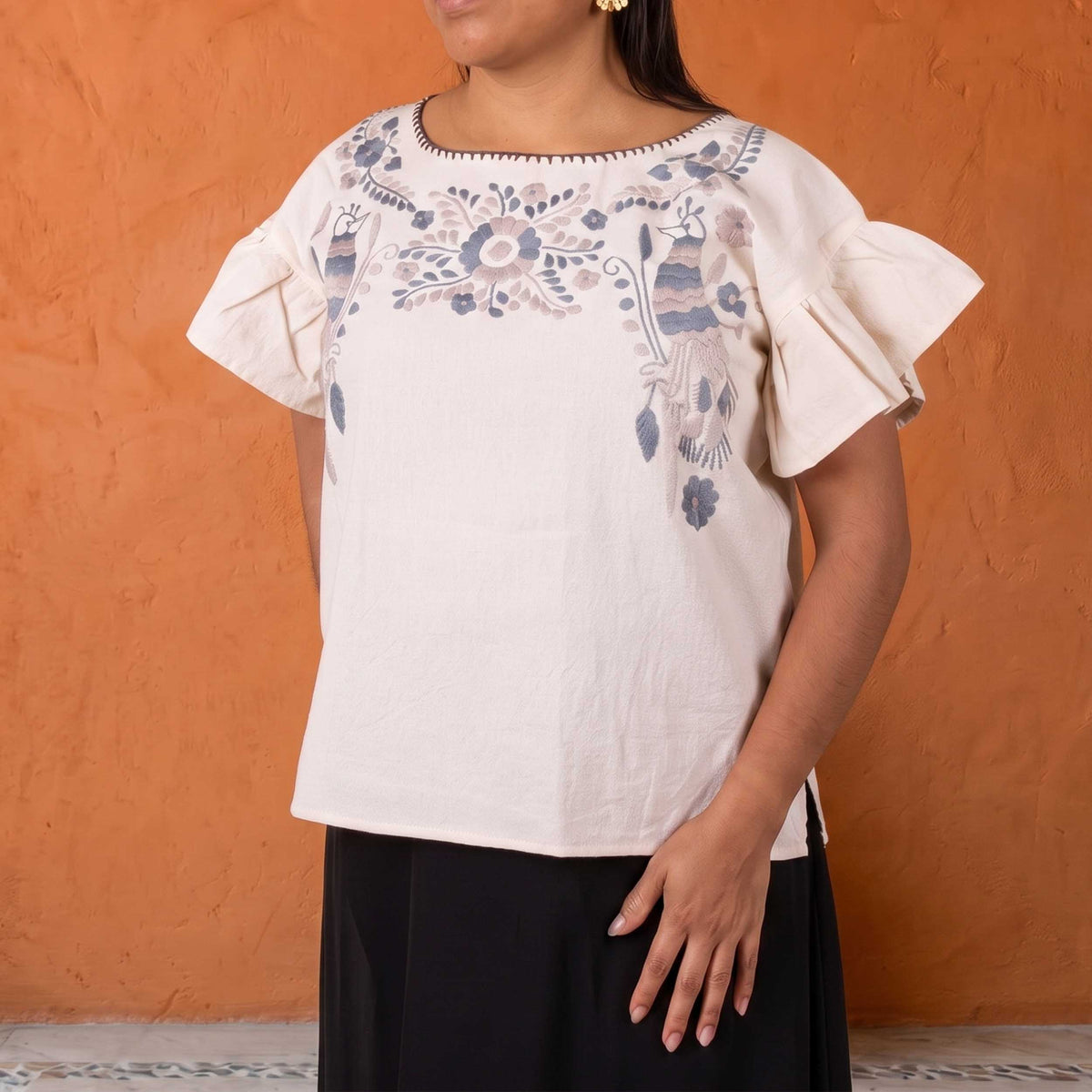 Chilac Embroidered Ajolote Mexican Blouse