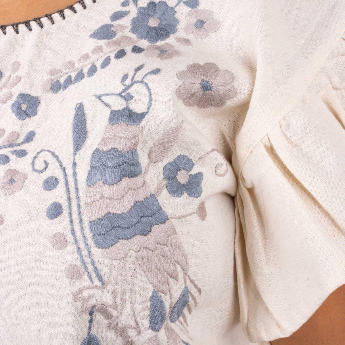 Chilac Embroidered Ajolote Mexican Blouse