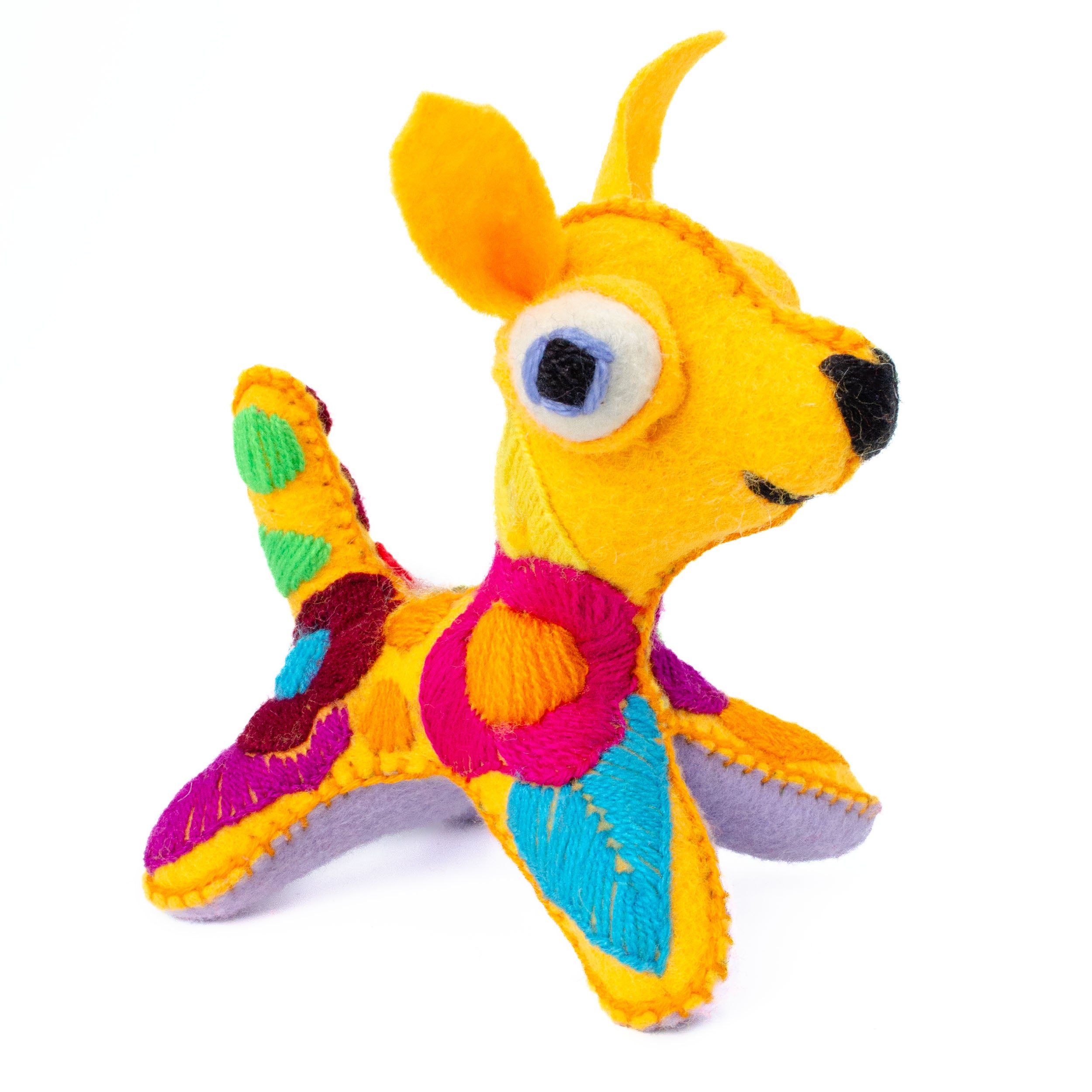 Popped Eyes Dog Hand-Embroidered Stuffed Animal