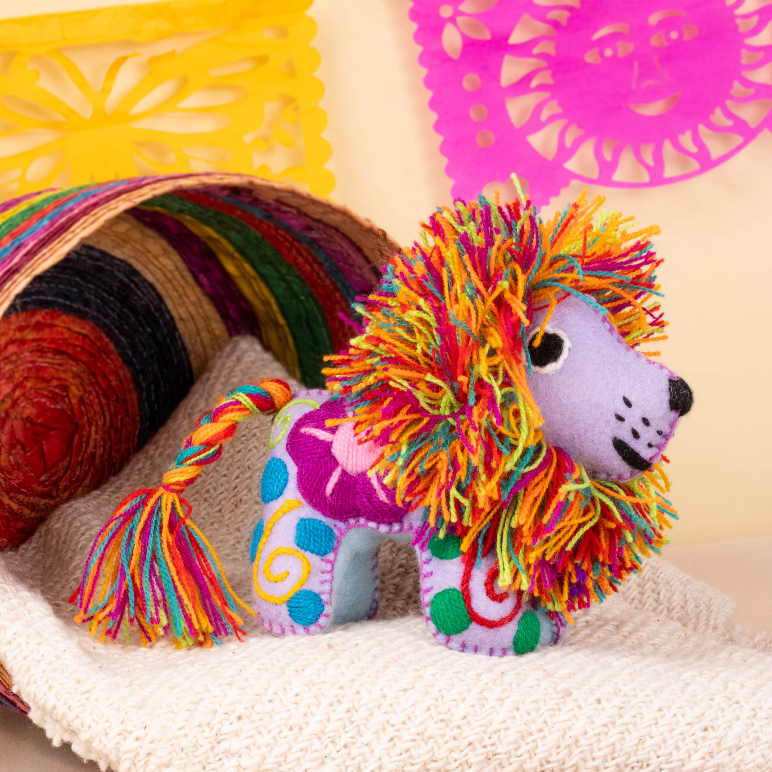 Lion Hand-Embroidered Stuffed Animal