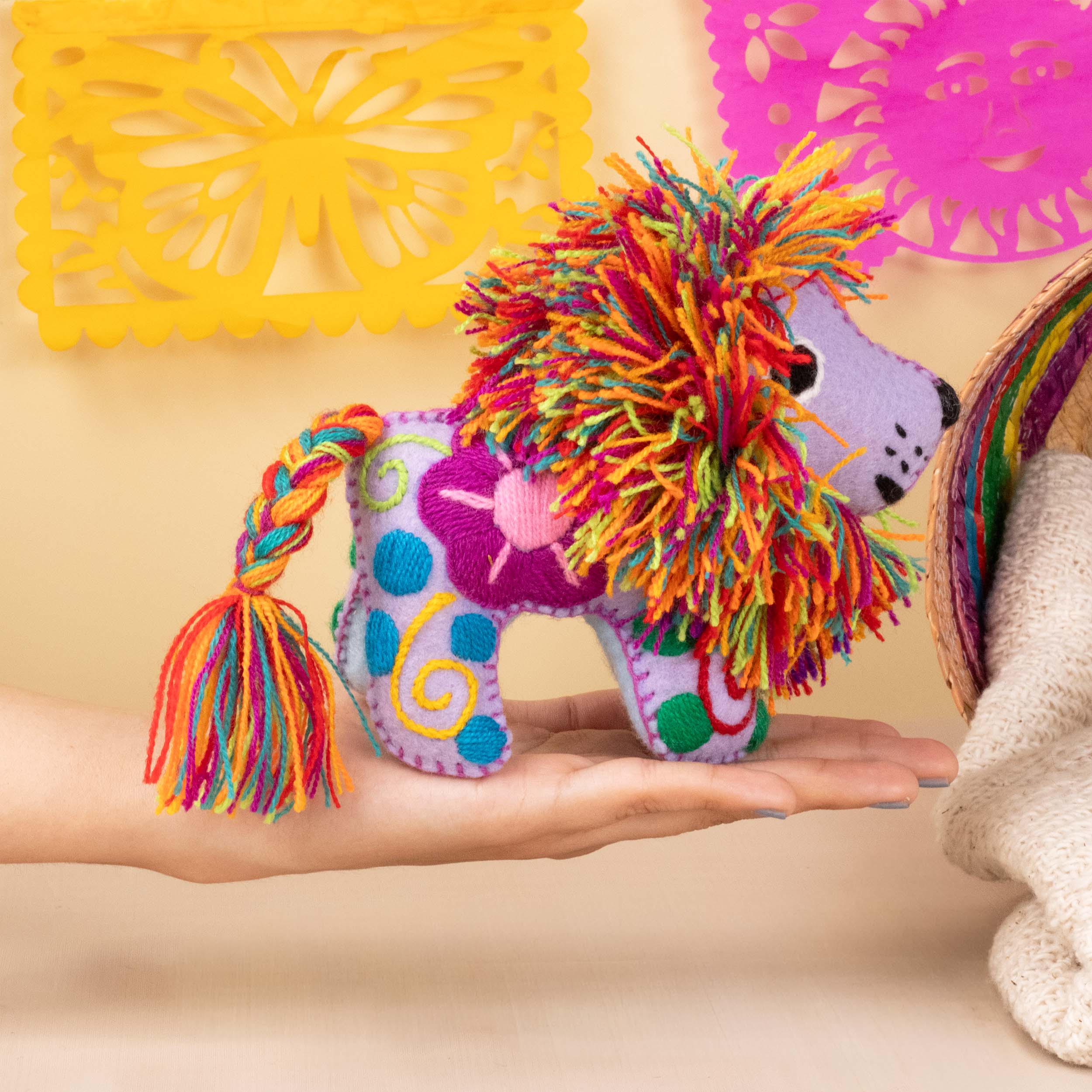 Lion Hand-Embroidered Stuffed Animal