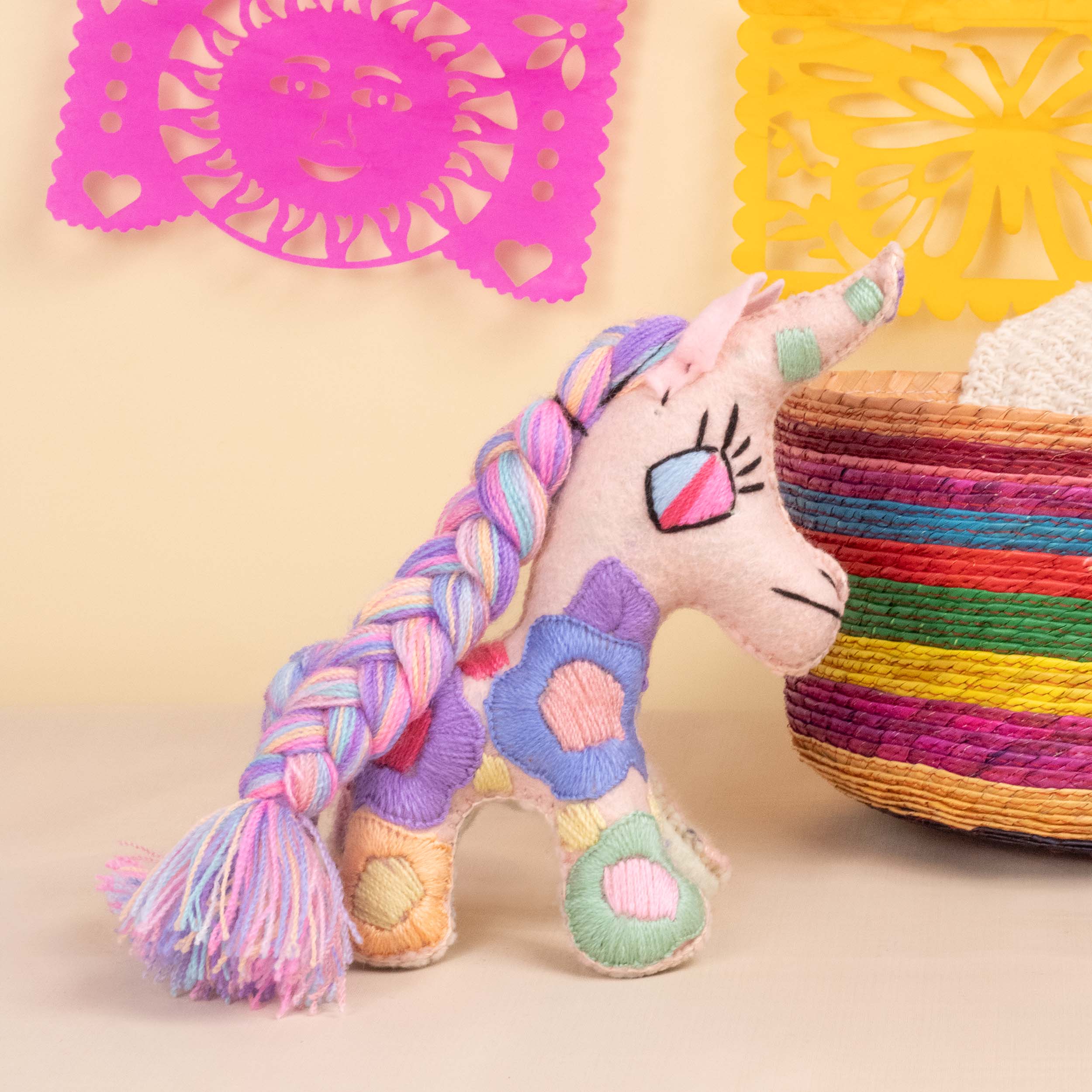 Unicorn Hand-Embroidered Stuffed Animal