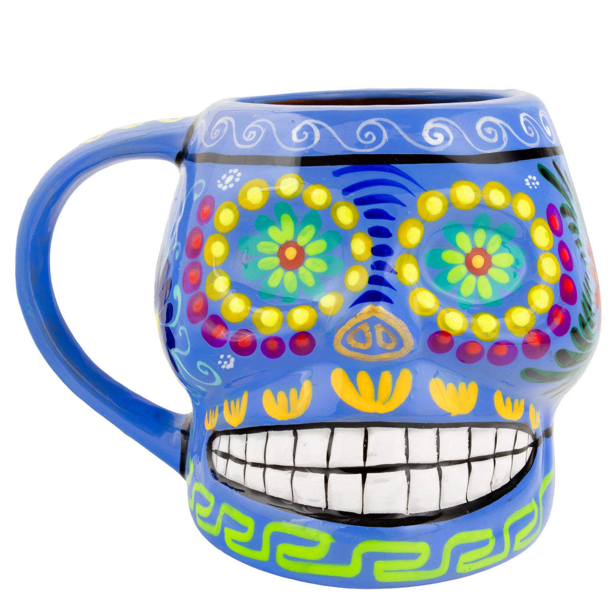 Sugar Skull Hand Painted Xalitla Clay Mug
