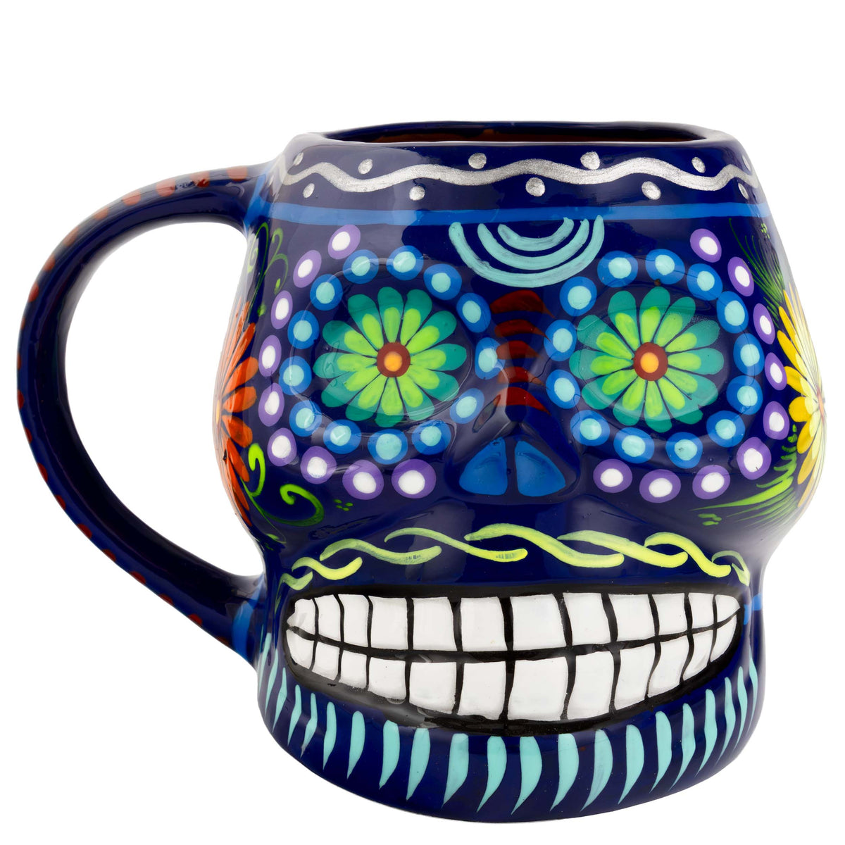 Sugar Skull Hand Painted Xalitla Clay Mug