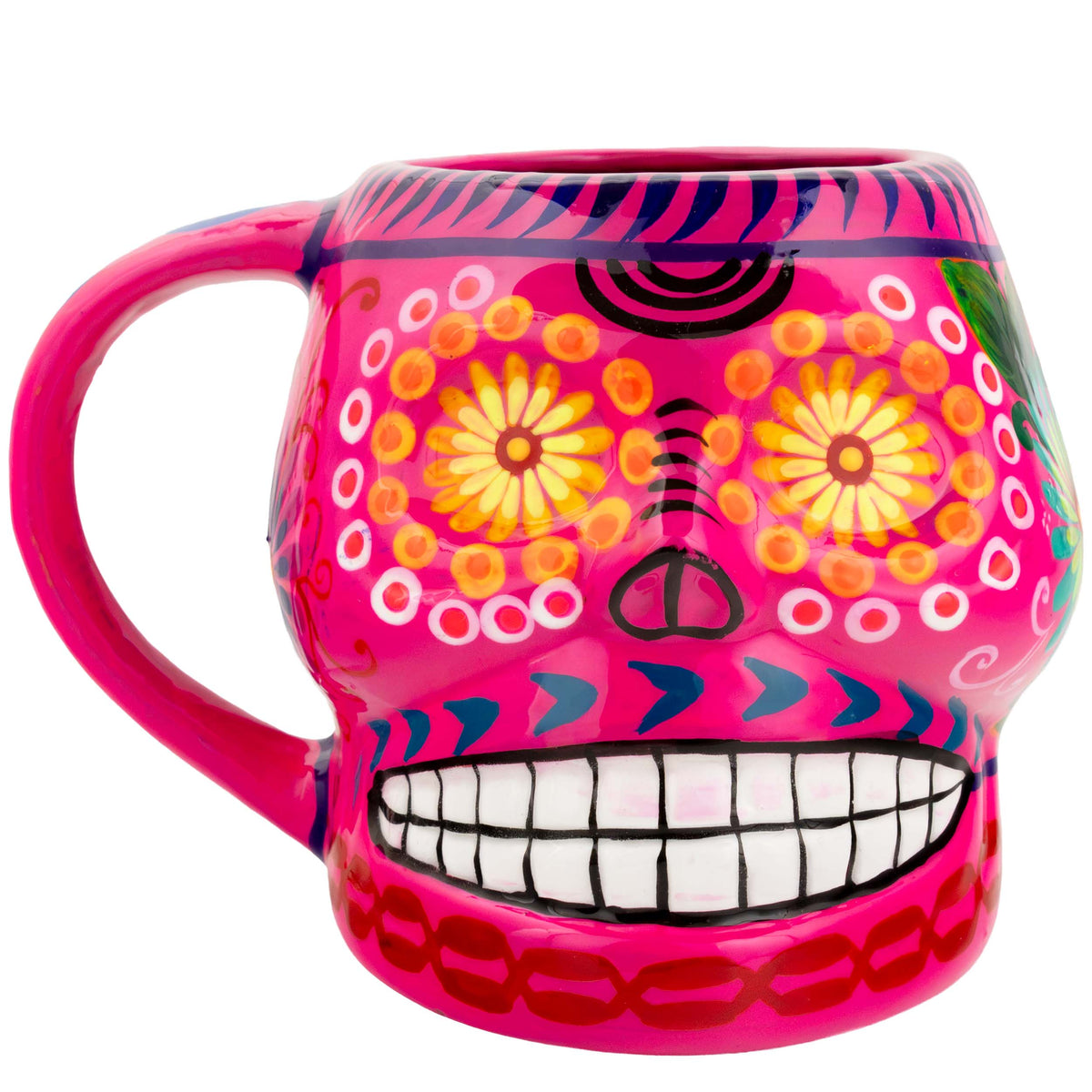 Sugar Skull Hand Painted Xalitla Clay Mug