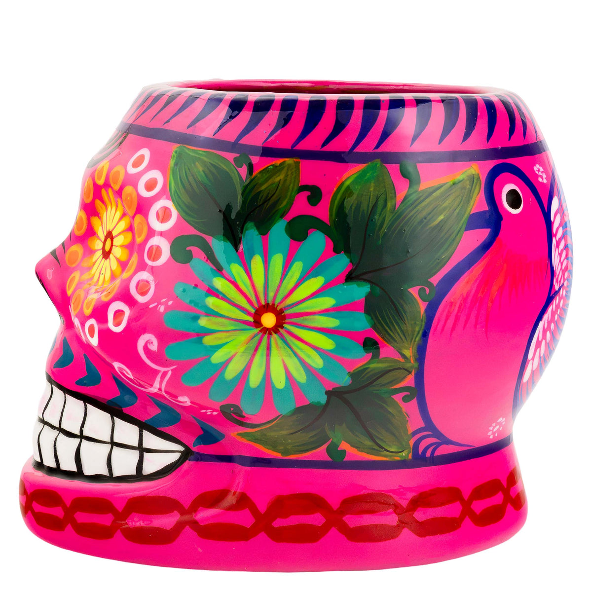 Sugar Skull Hand Painted Xalitla Clay Mug