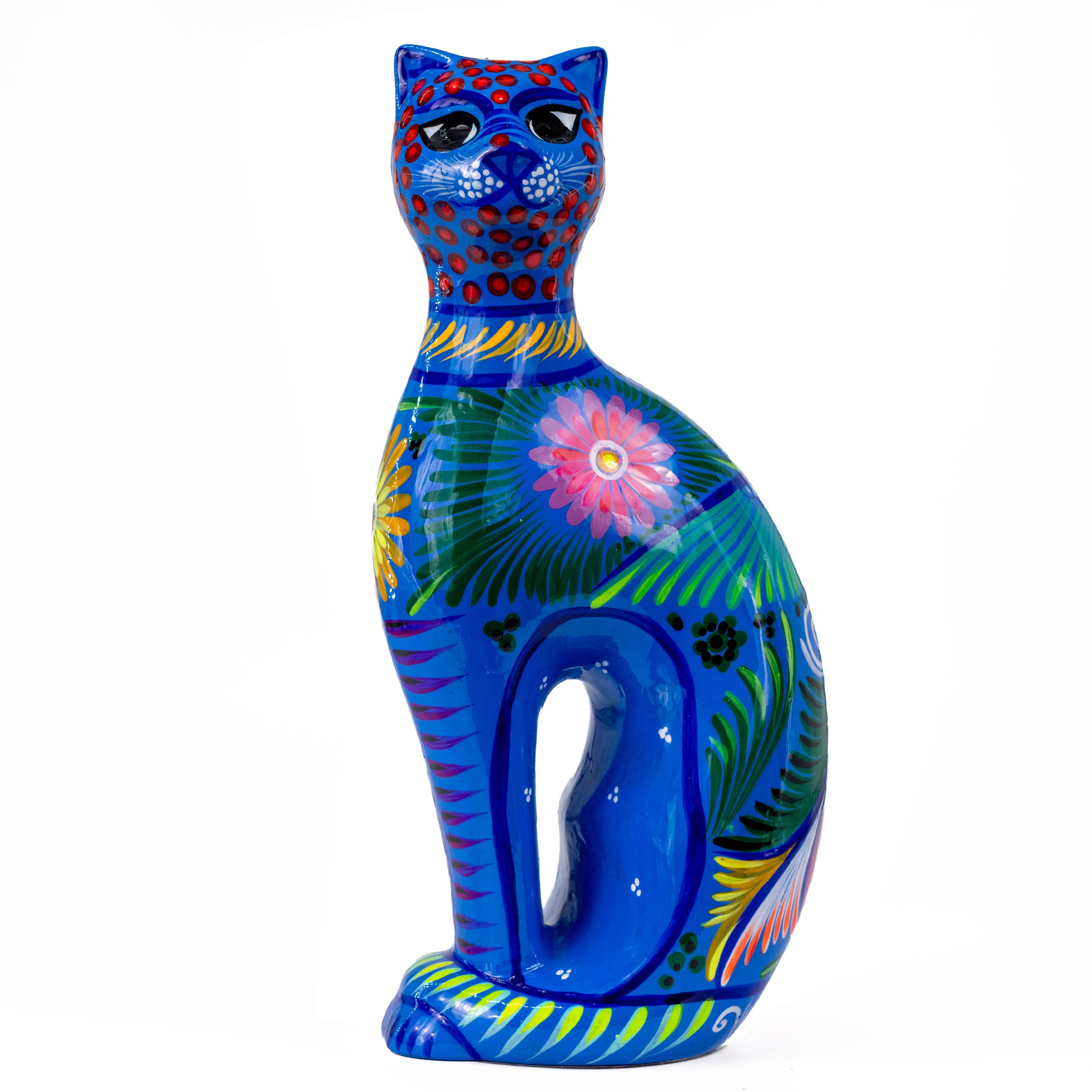 Hand-Painted Xalitla Cat Piggybank Sculpture