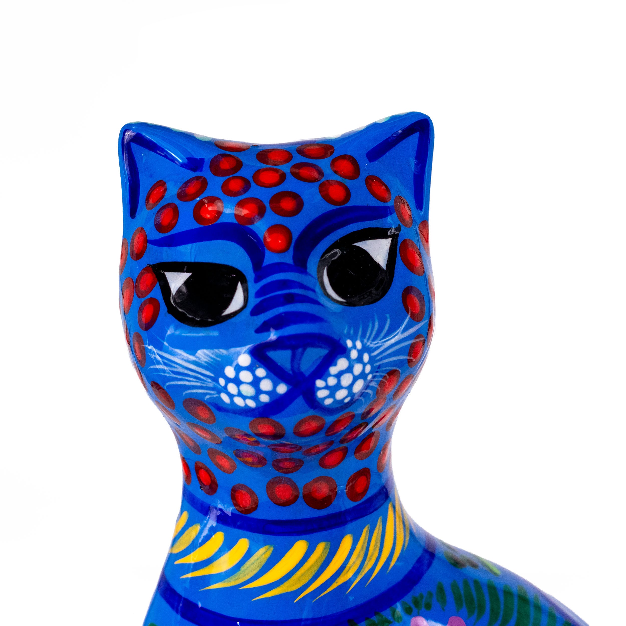 Hand-Painted Xalitla Cat Piggybank Sculpture