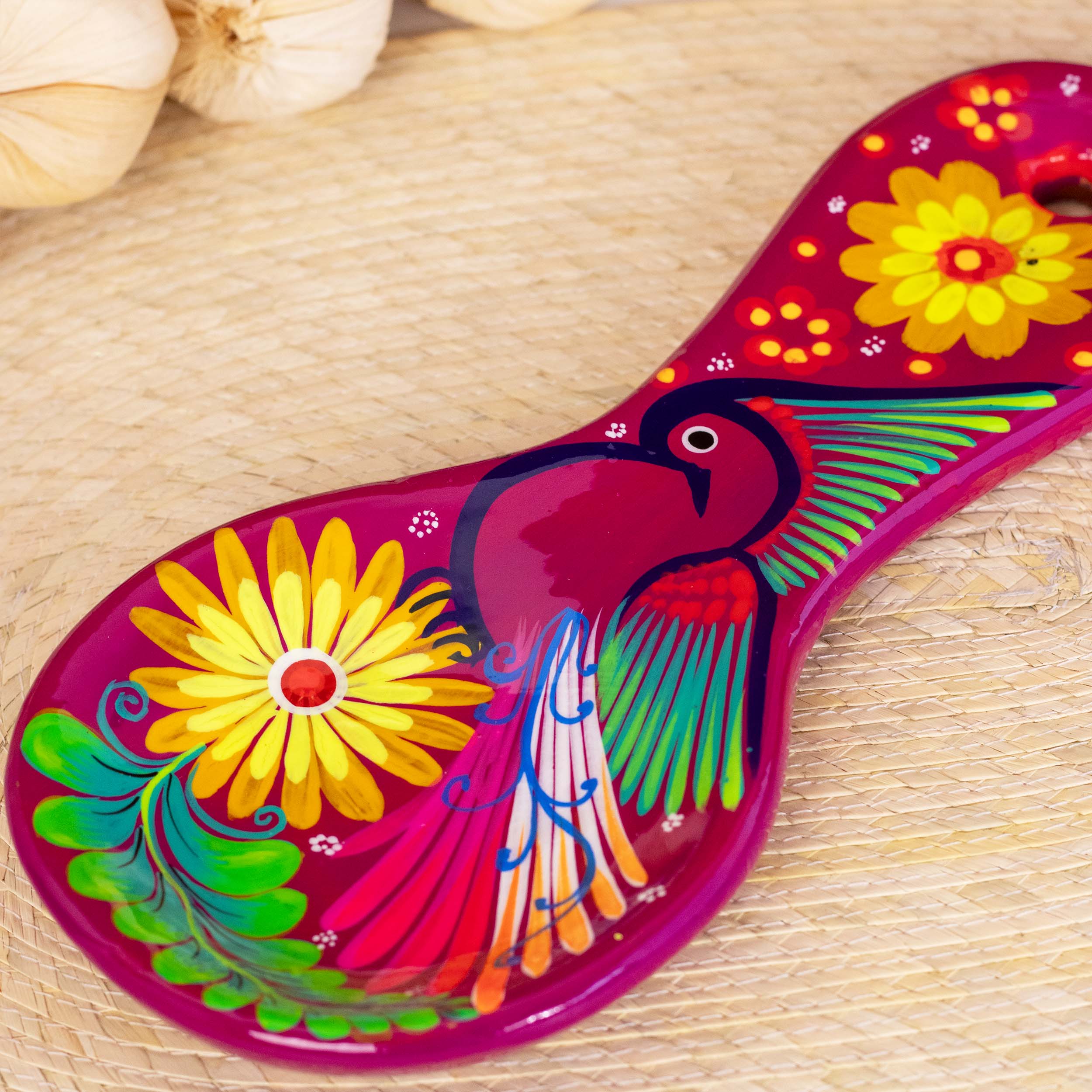 Hand-Painted Xalitla Clay Decorative Spoon Rest