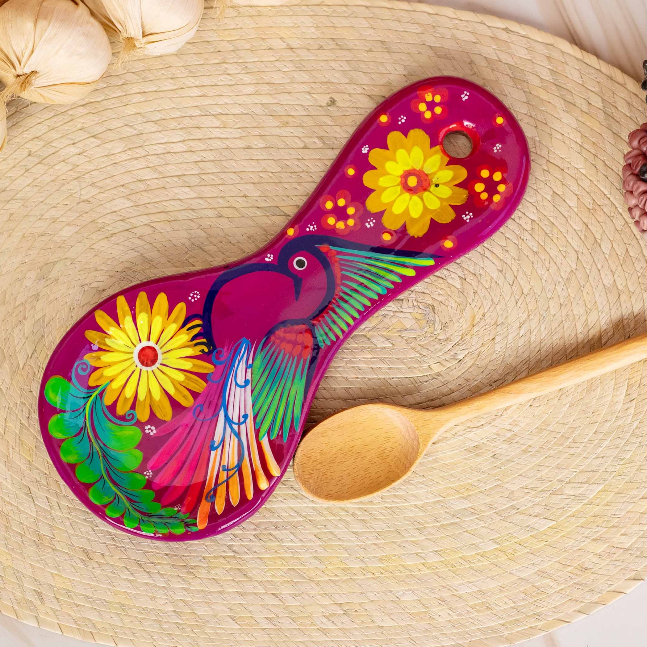 Hand-Painted Xalitla Clay Decorative Spoon Rest