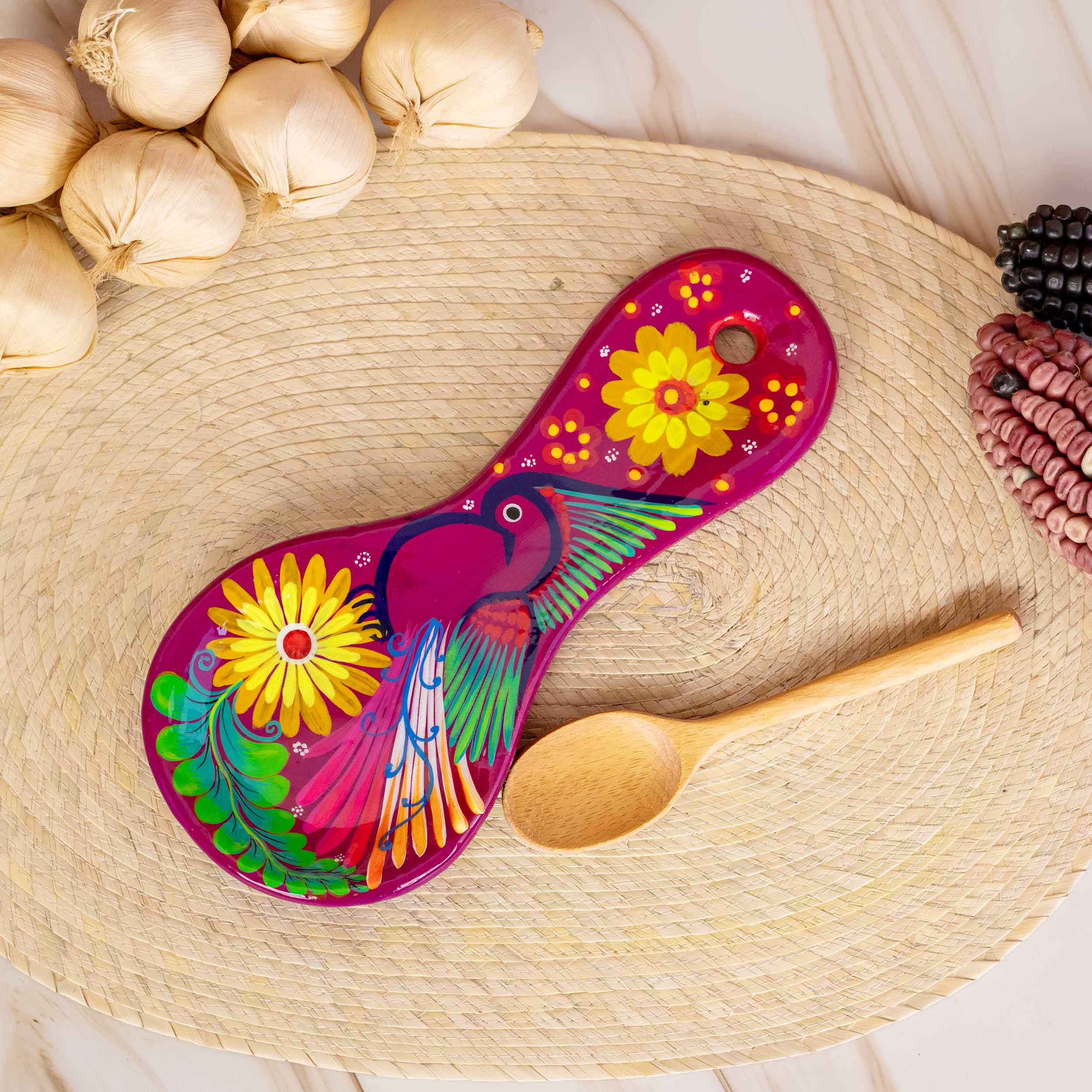 Hand-Painted Xalitla Clay Decorative Spoon Rest