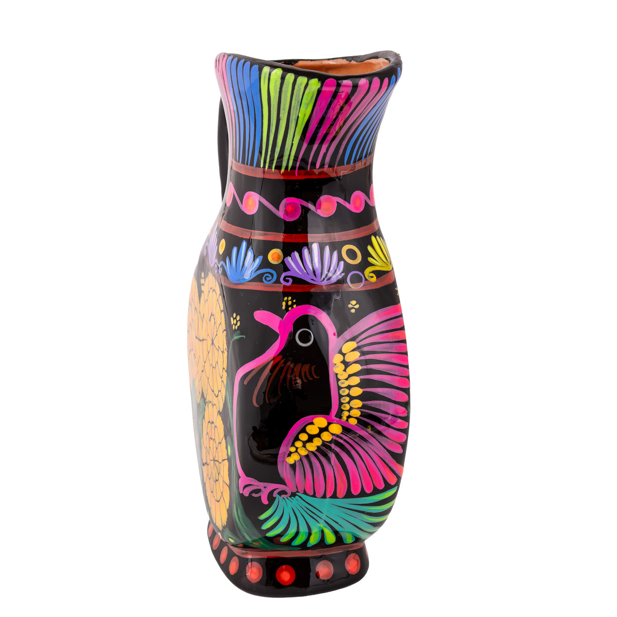 Hand-Painted Cempasuchil Lolo Limited Edition Clay Pitcher