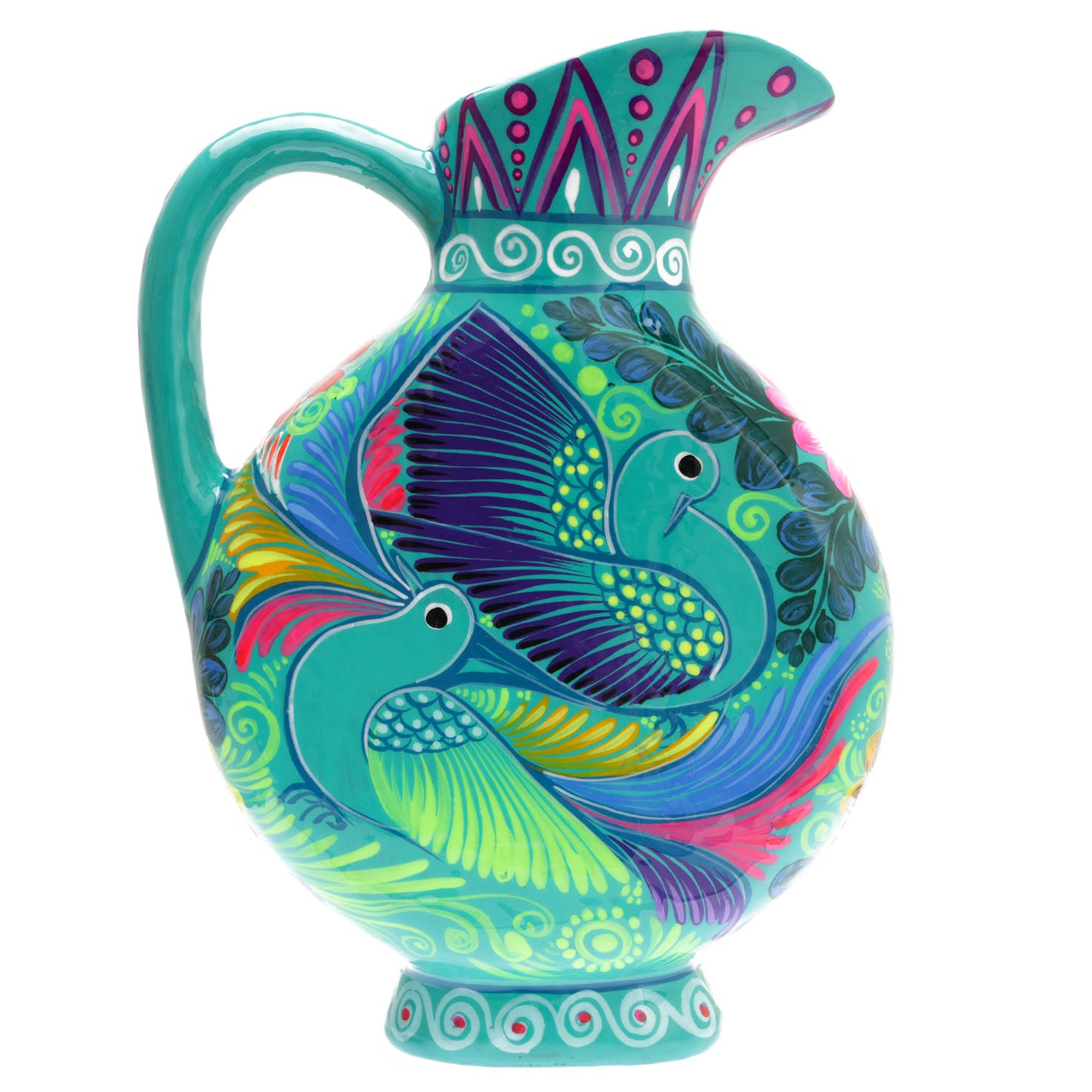 Large Hand-Painted Xalitla Clay Pitcher | Lolo Mexican Mercadito