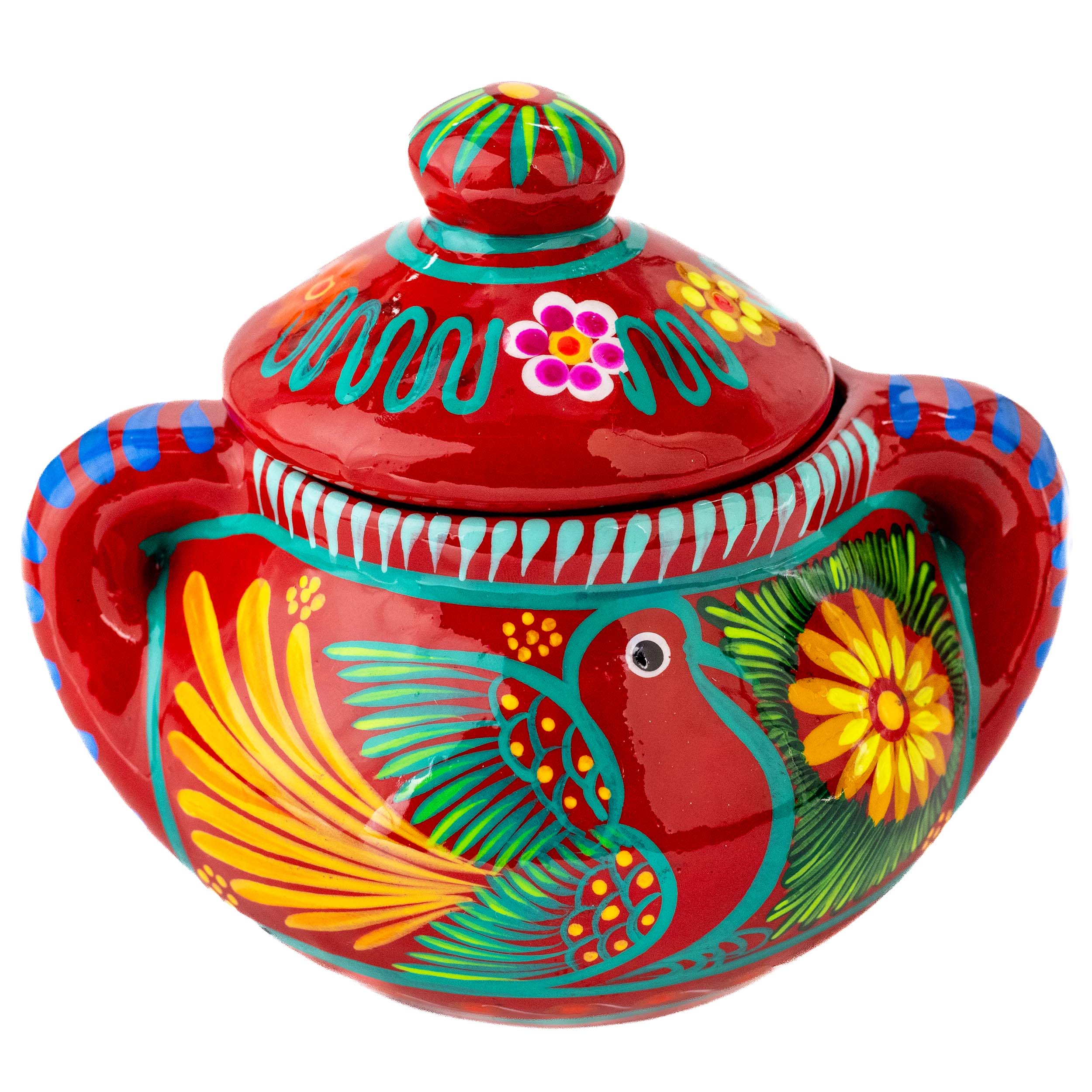 Hand-Painted Xalitla Clay Sugar Bowl
