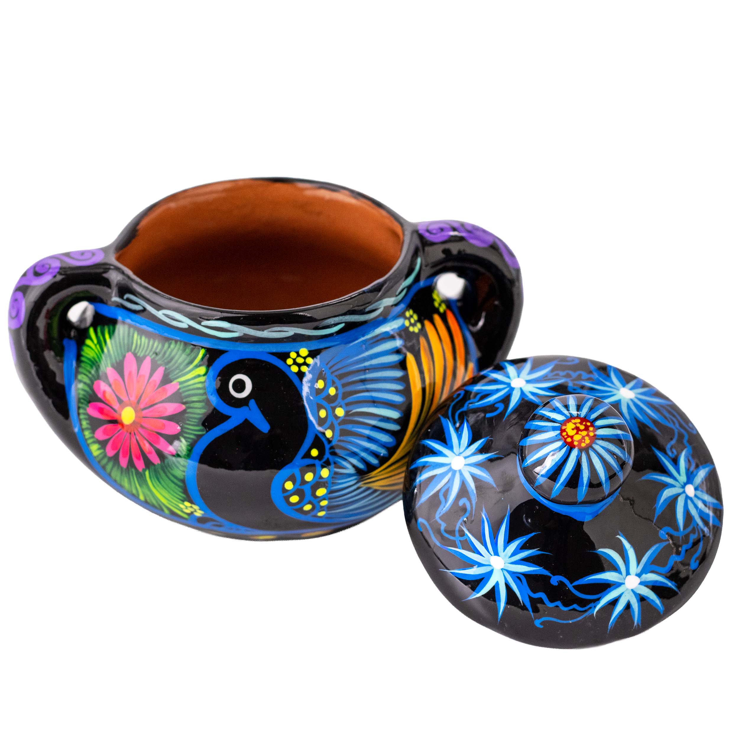 Hand-Painted Xalitla Clay Sugar Bowl