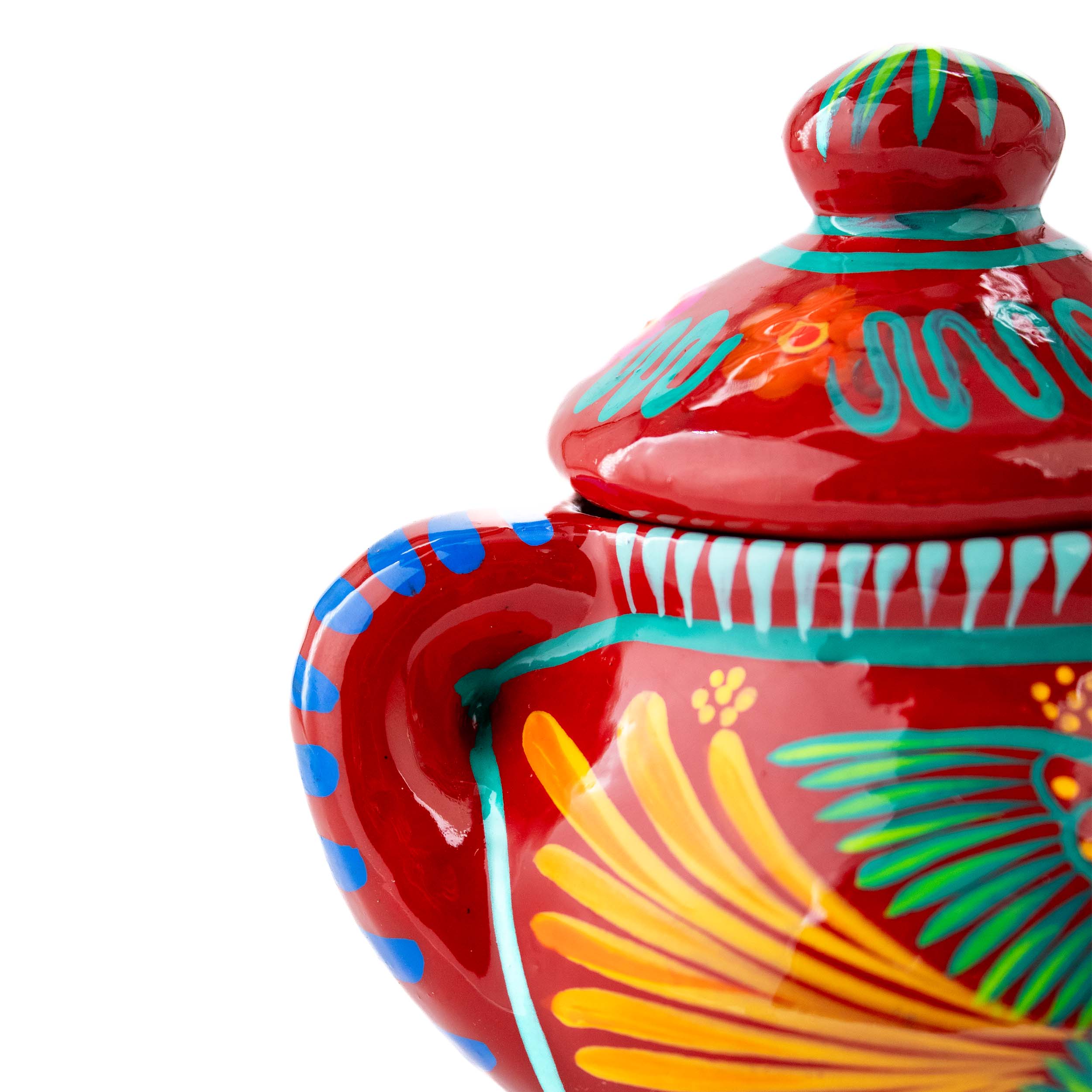 Hand-Painted Xalitla Clay Sugar Bowl