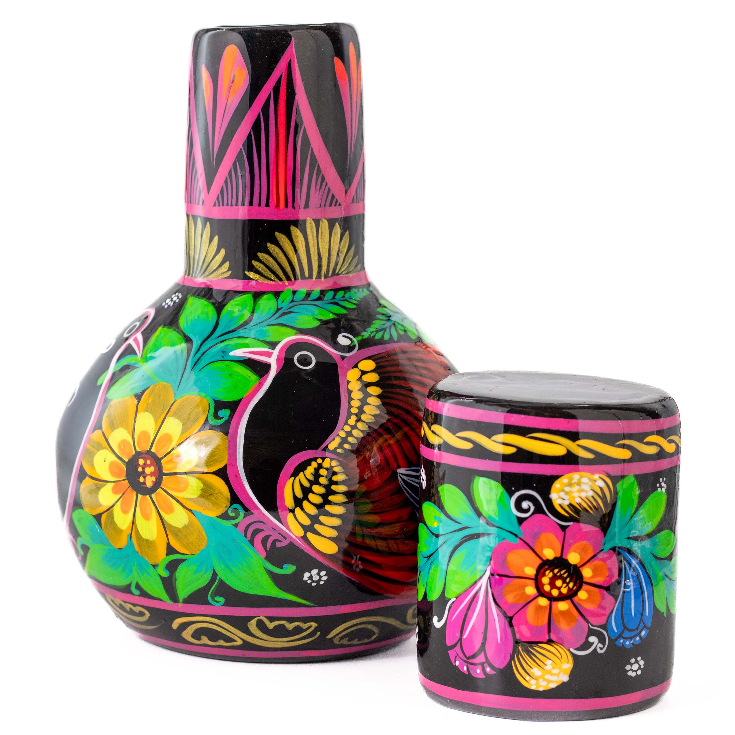 Xalitla Clay Garafe and Glass Set