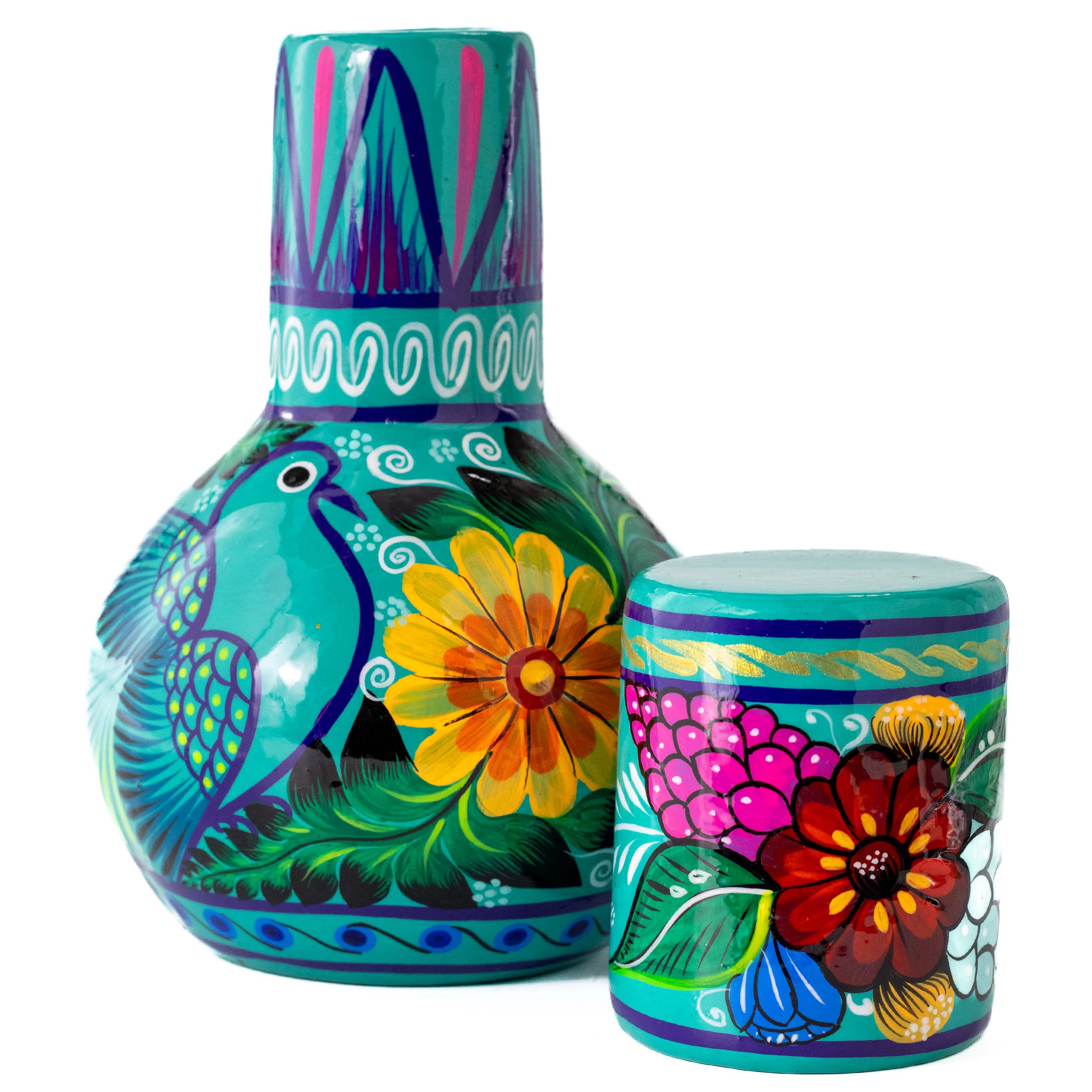 Xalitla Clay Garafe and Glass Set