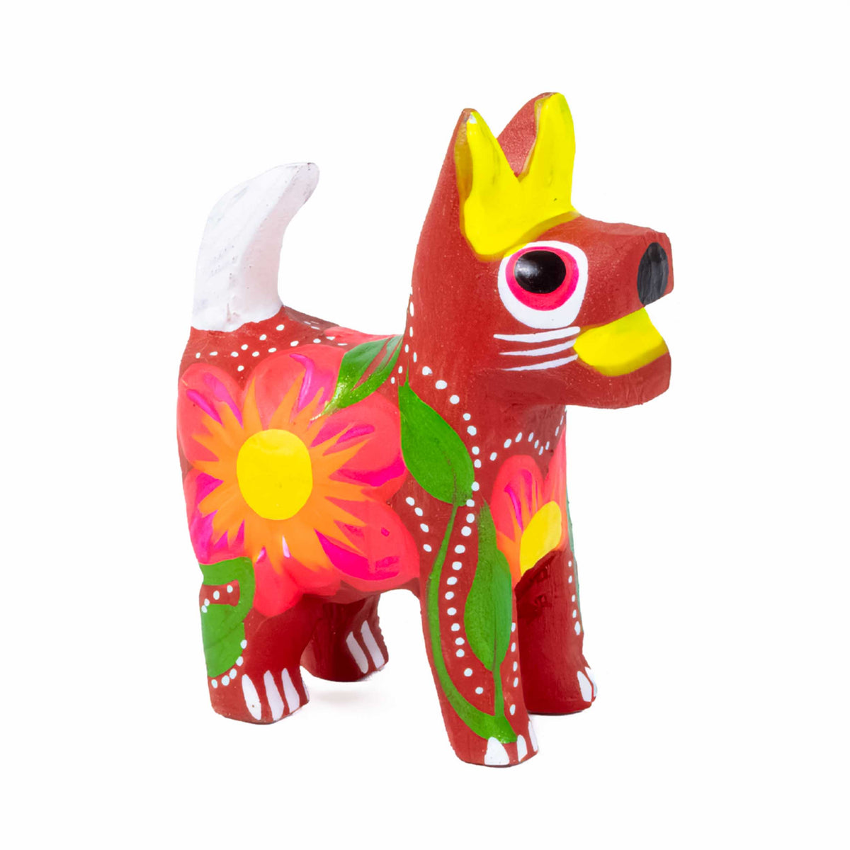 Hand Painted Standing Cat Wooden Figurine