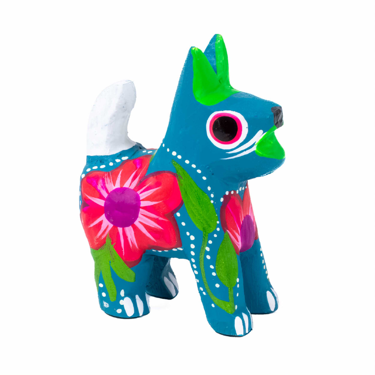 Hand Painted Standing Cat Wooden Figurine