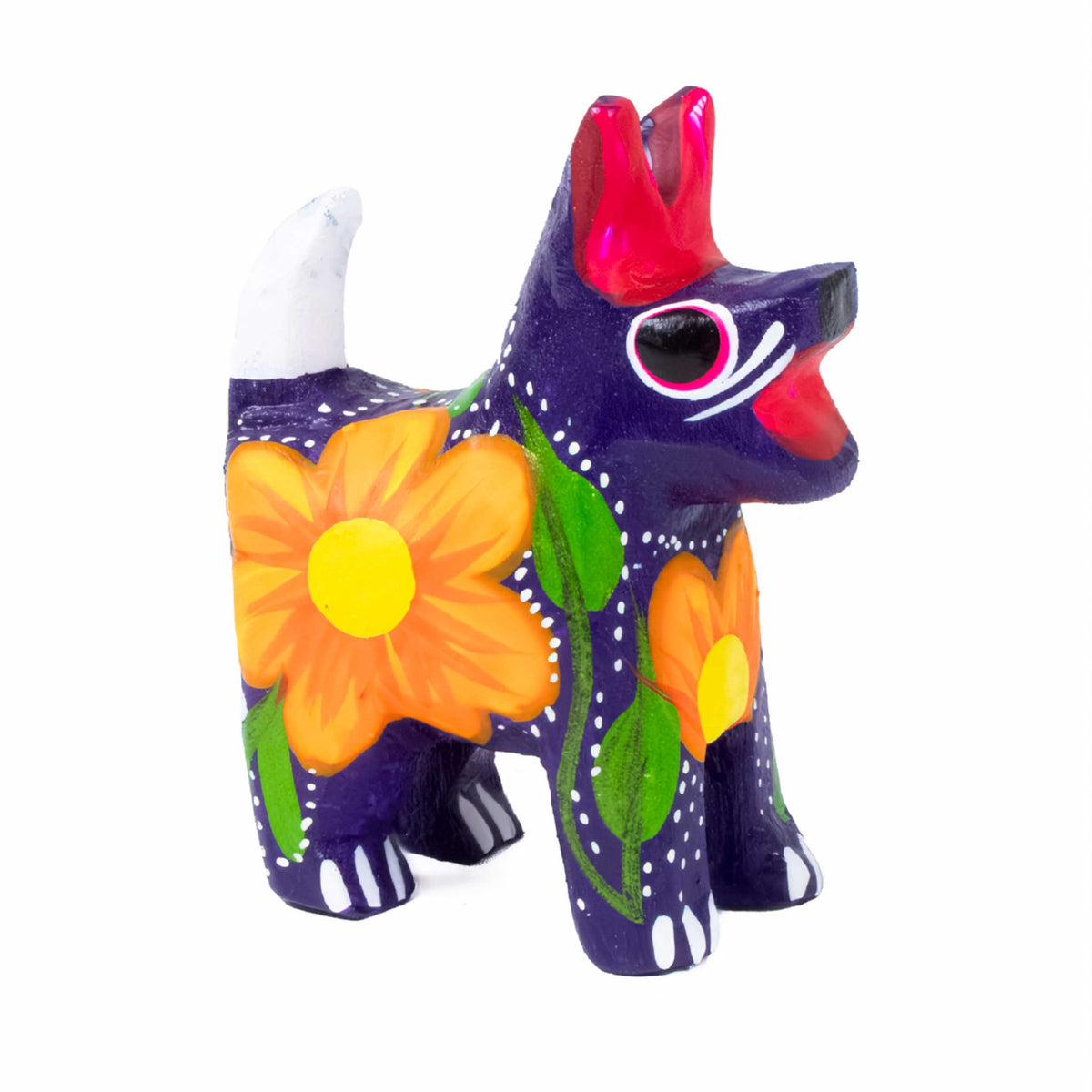 Hand Painted Standing Cat Wooden Figurine