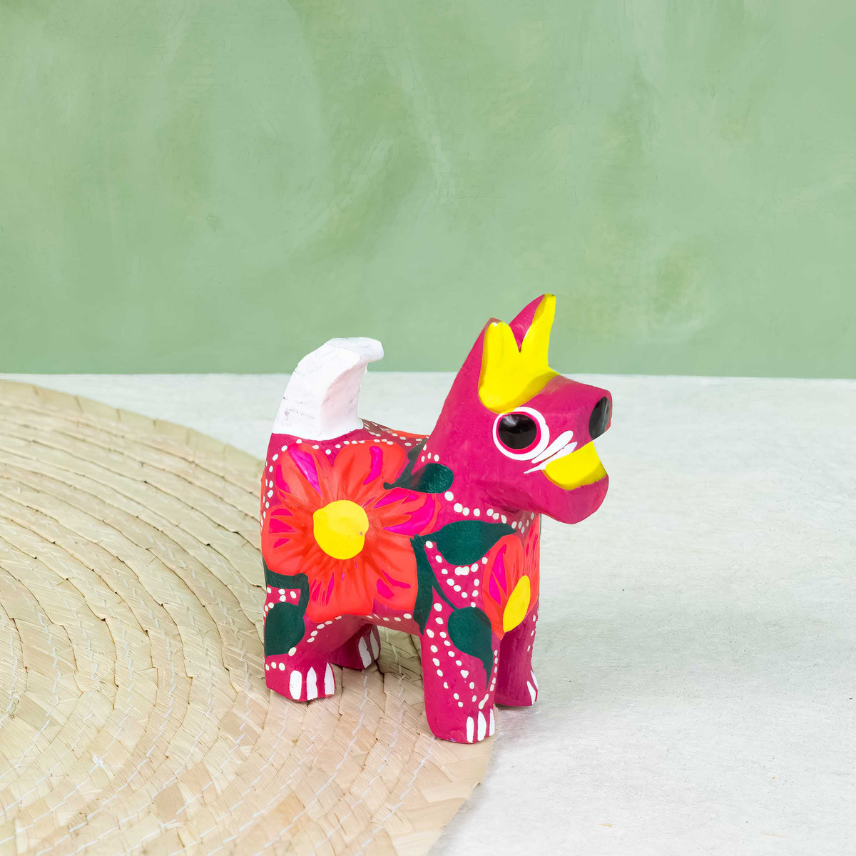 Hand Painted Standing Cat Wooden Figurine