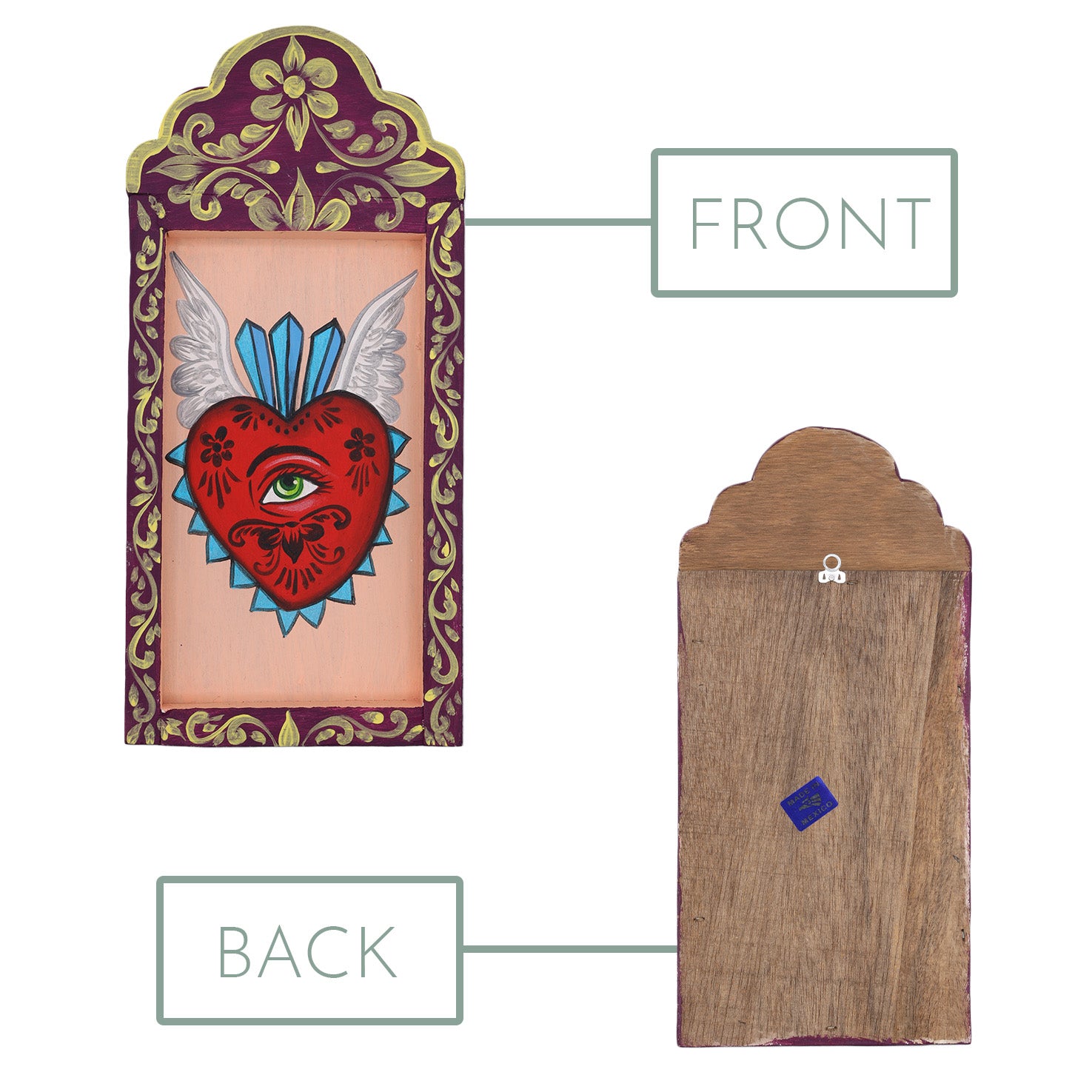 Hearts Hand-Painted Wooden Nicho Frames