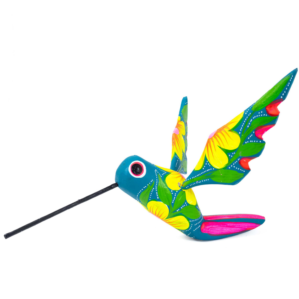 Large Hand Painted Hummingbird Wooden Figurine
