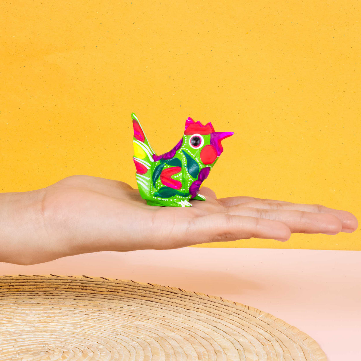 Hand Painted Chicken Wooden Figurine