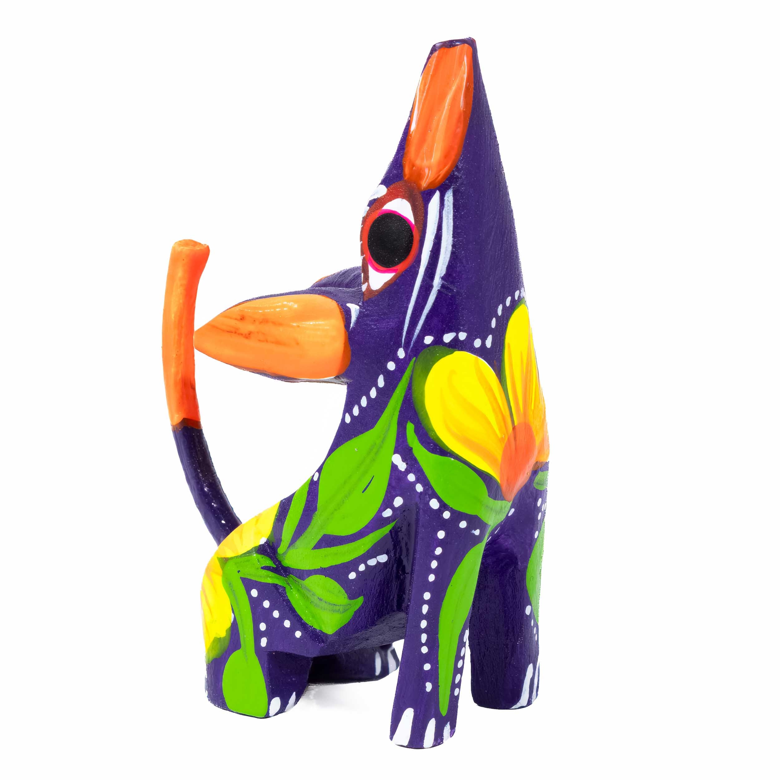 Hand Painted Howling Coyote Wooden Figurine | Lolo Mexican Mercadito