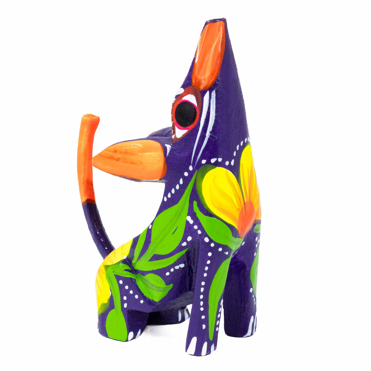 Hand Painted Howling Coyote Wooden Figurine