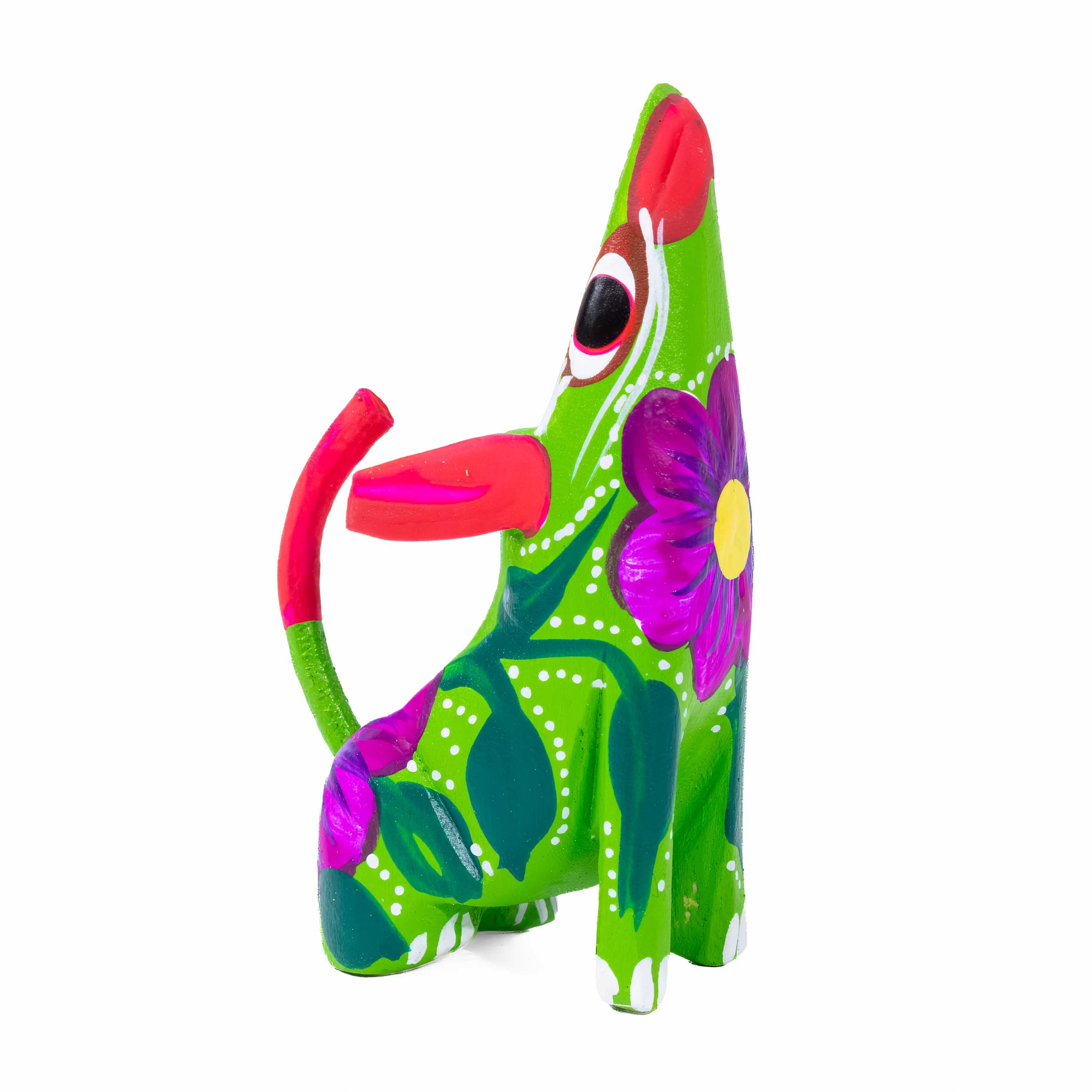 Hand Painted Howling Coyote Wooden Figurine | Lolo Mexican Mercadito