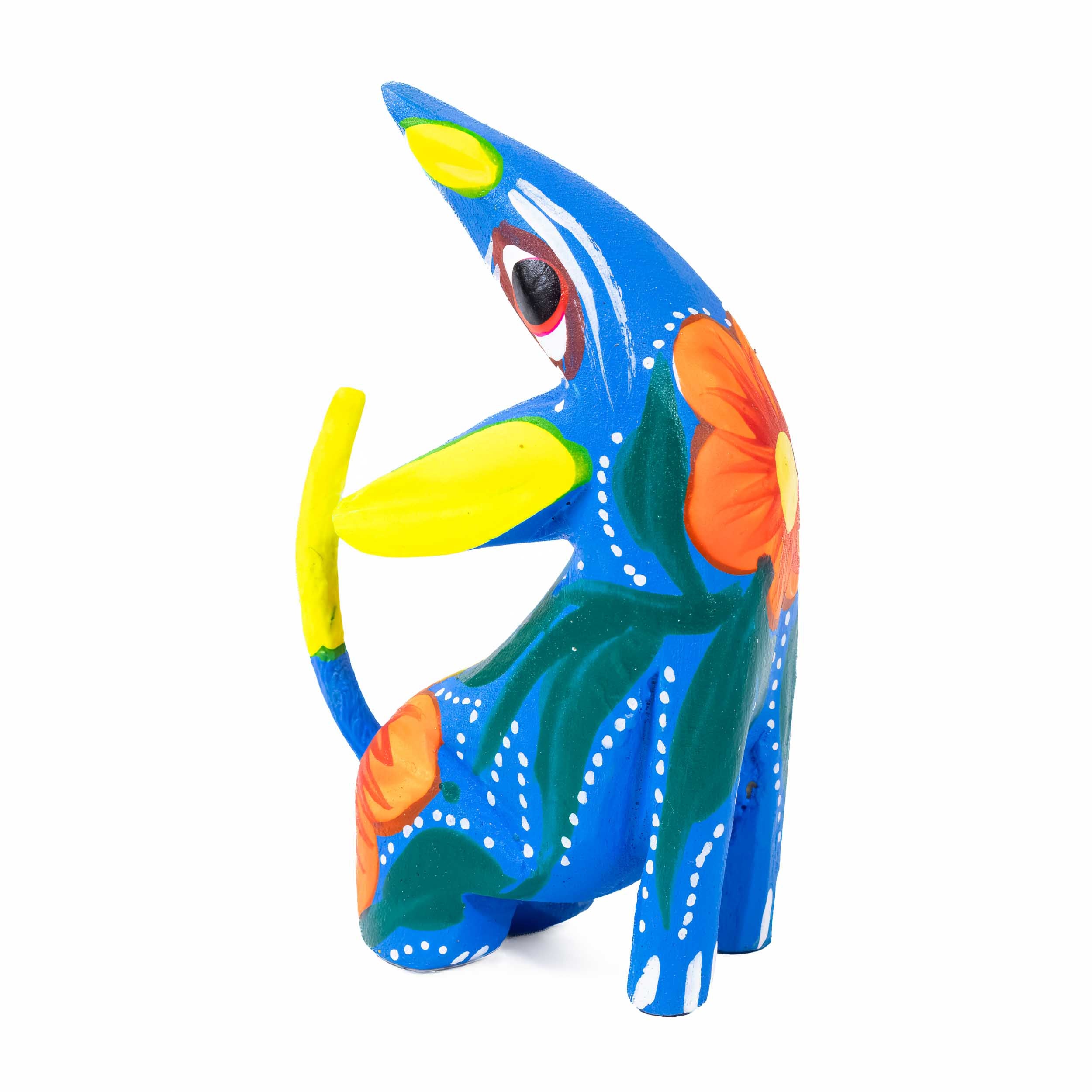 Hand Painted Howling Coyote Wooden Figurine | Lolo Mexican Mercadito
