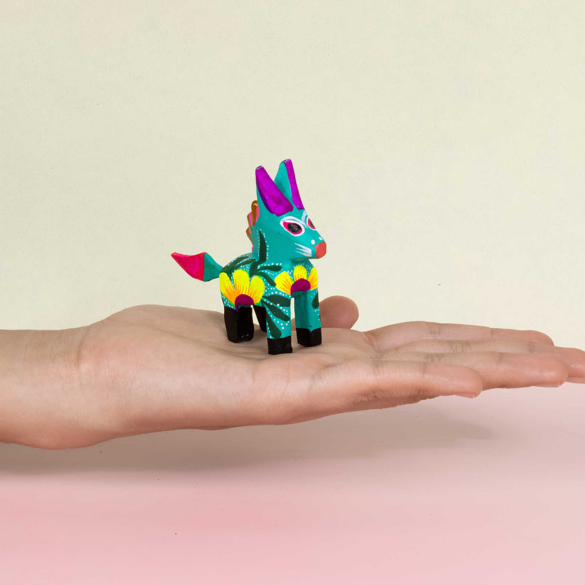 Hand Painted Donkey Wooden Figurine