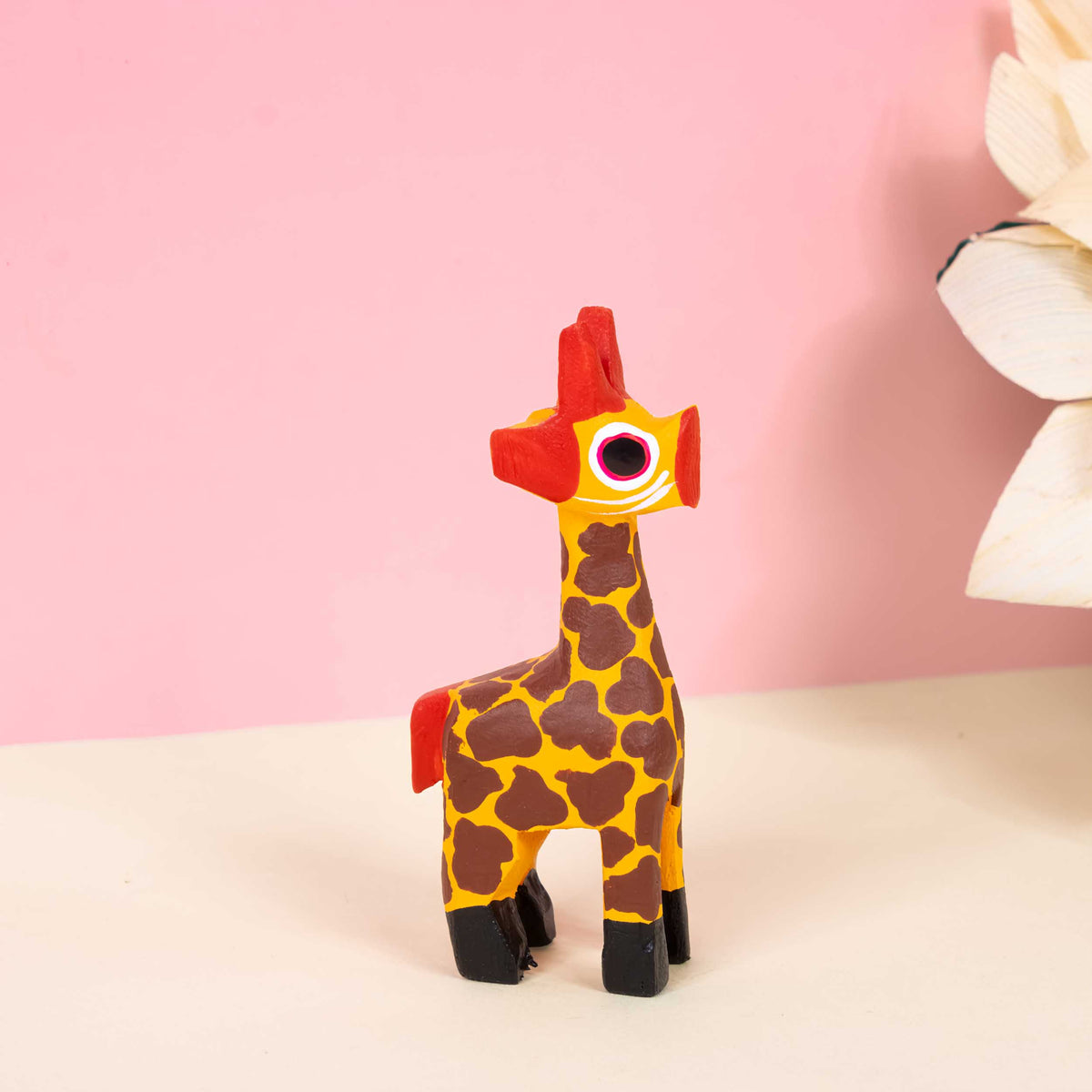 Hand Painted Giraffe Wooden Figurine