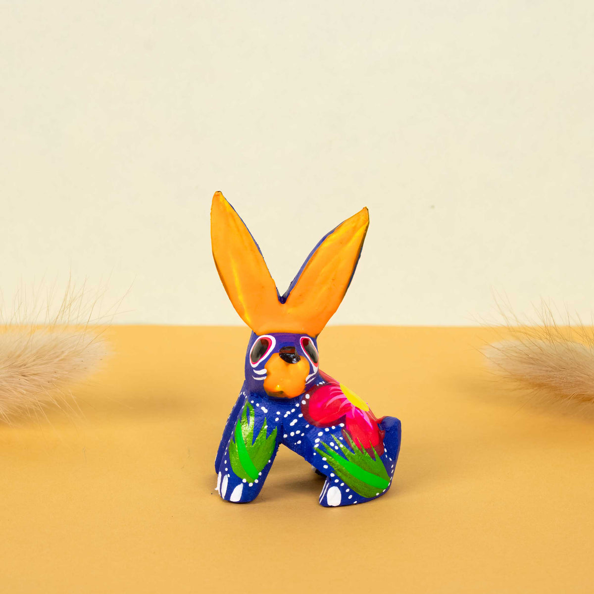Hand Painted Sitting Rabbit Wooden Figurine