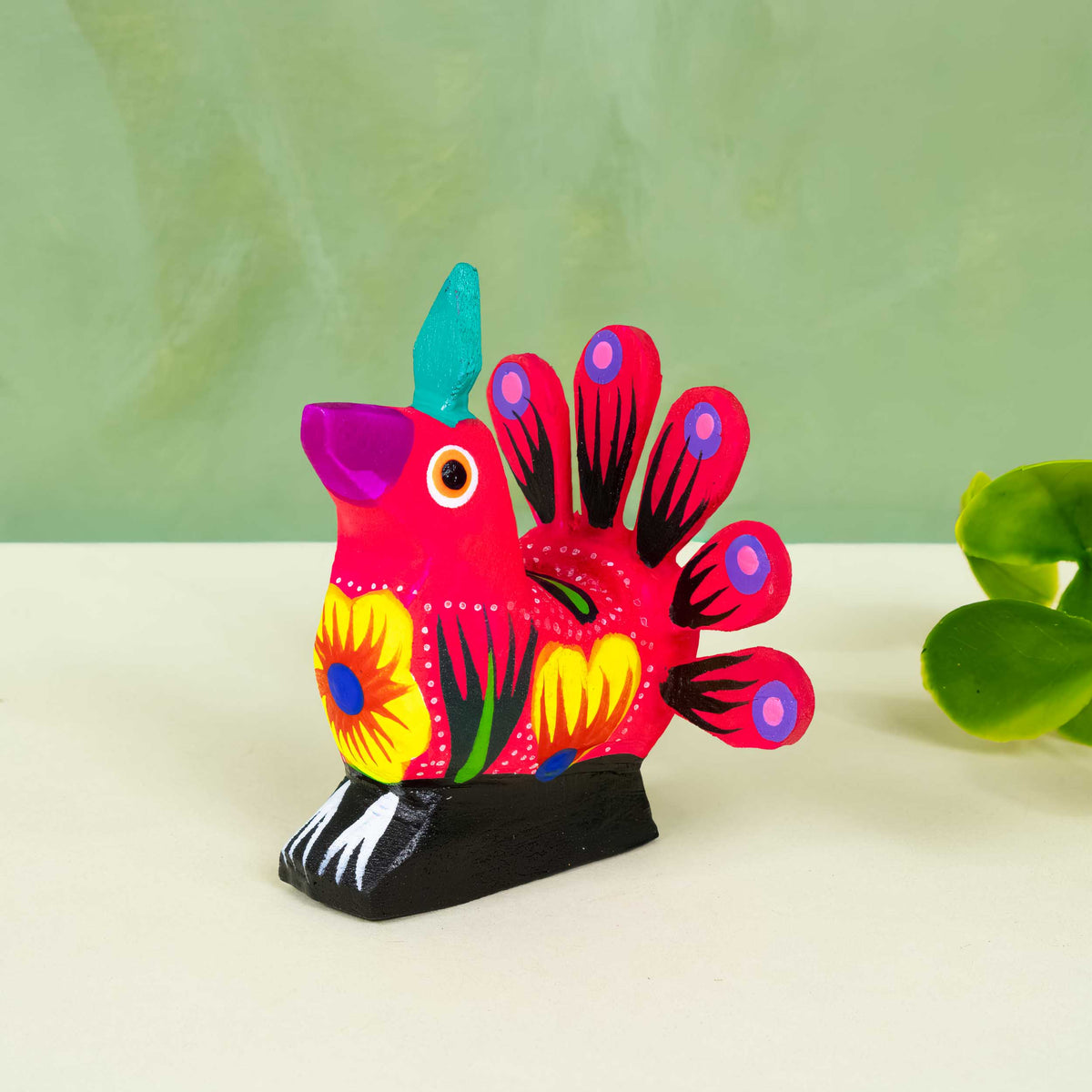 Hand Painted Turkey Bird Wooden Figurine