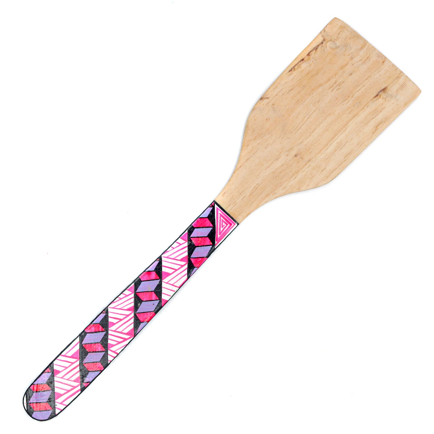 Colorful Hand-Painted Wooden Spatula