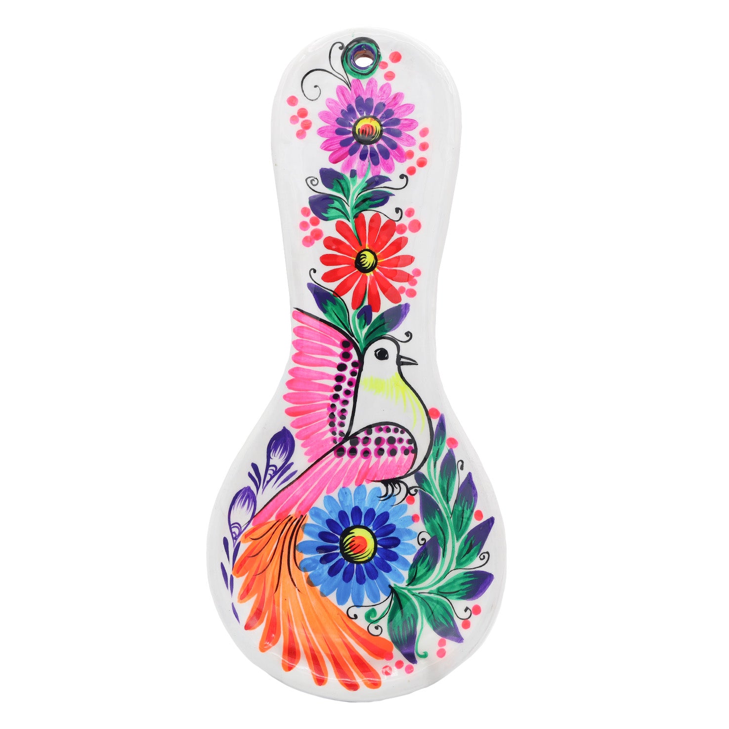 Hand-Painted Xalitla Clay Decorative Spoon Rest