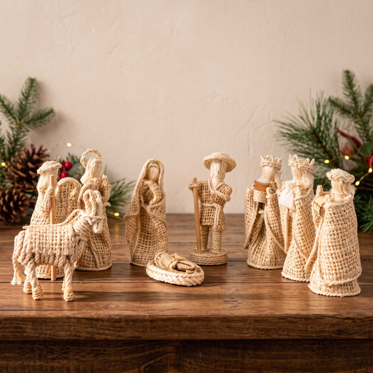 Natural Ixtle Nativity Scene (9 piece)